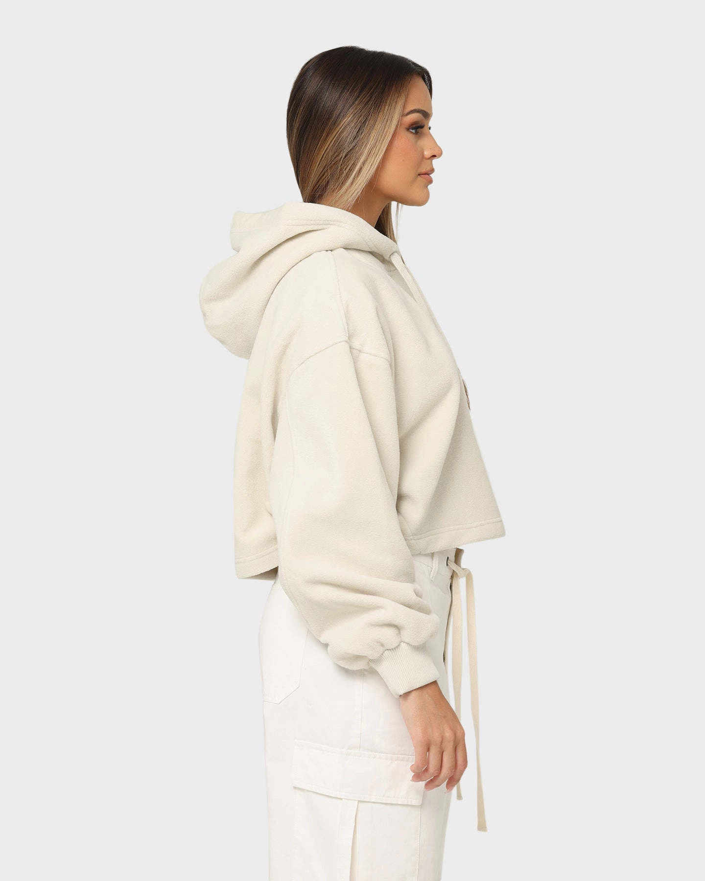 Calvin Klein Women's Polar Fleece Hoodie Eggshell Casual Warmth