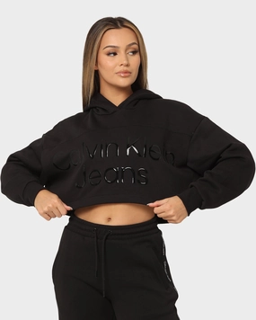 Puncture Resistant Material Wind Resistant Calvin Klein Women's Shiny Institutional Hoodie Ck Black
