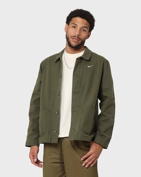 NonIrritating Tagless Neck Nike Nike Life Unlined Chore Coat Jacket Rough Green/White
