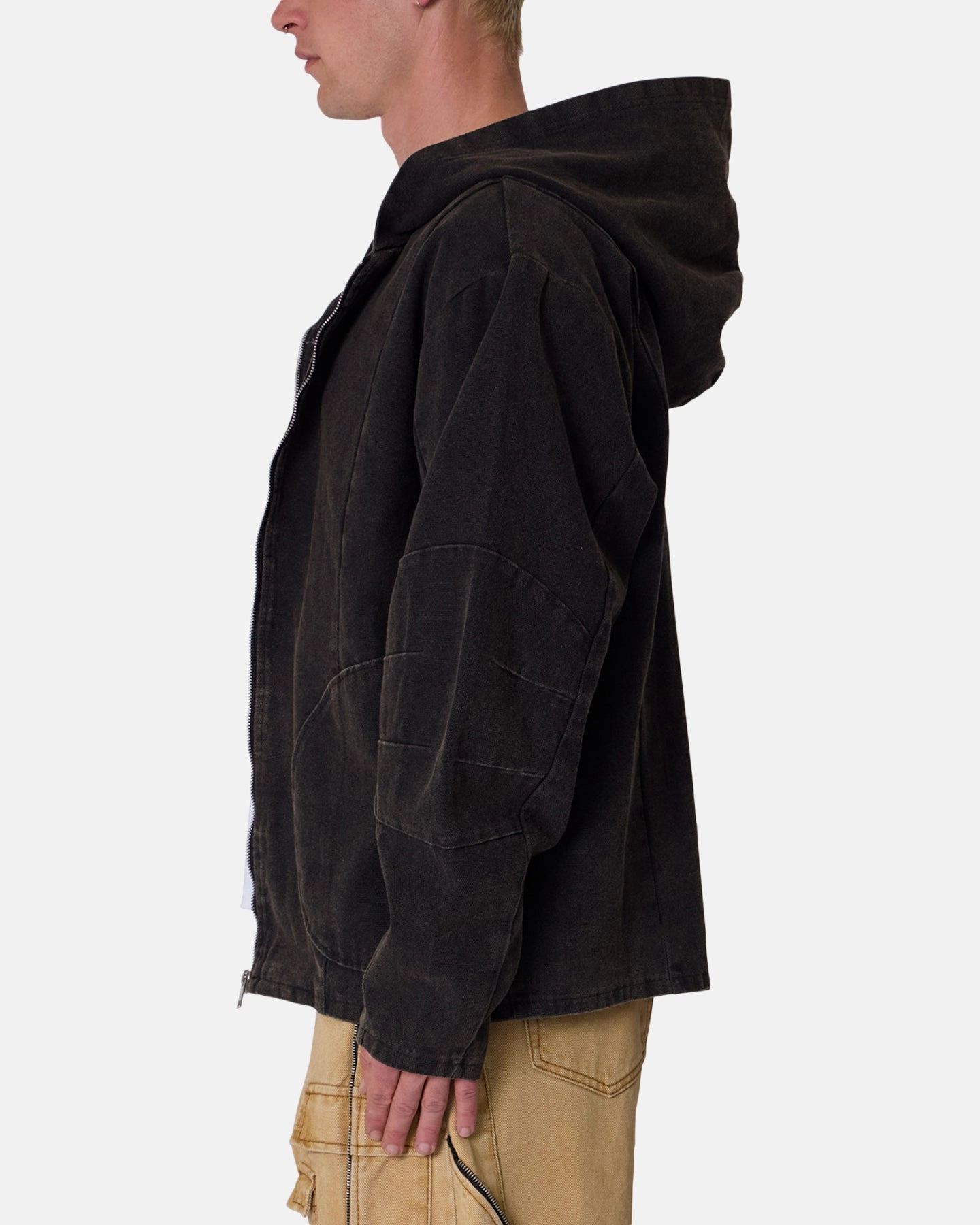 suitable for cosplay picnic - goers MNML Seamed Zip Up Hoodie Washed Black