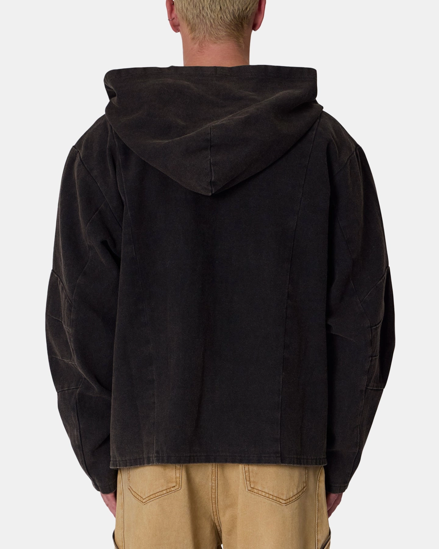 Position MNML Seamed Zip Up Hoodie Washed Black
