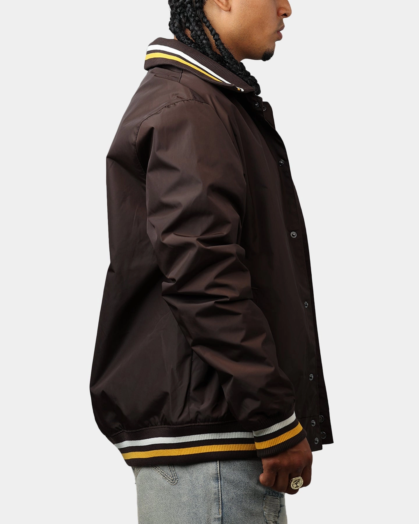Adjustable Cuffs New Era San Diego Padres Throwback Jacket Brown
