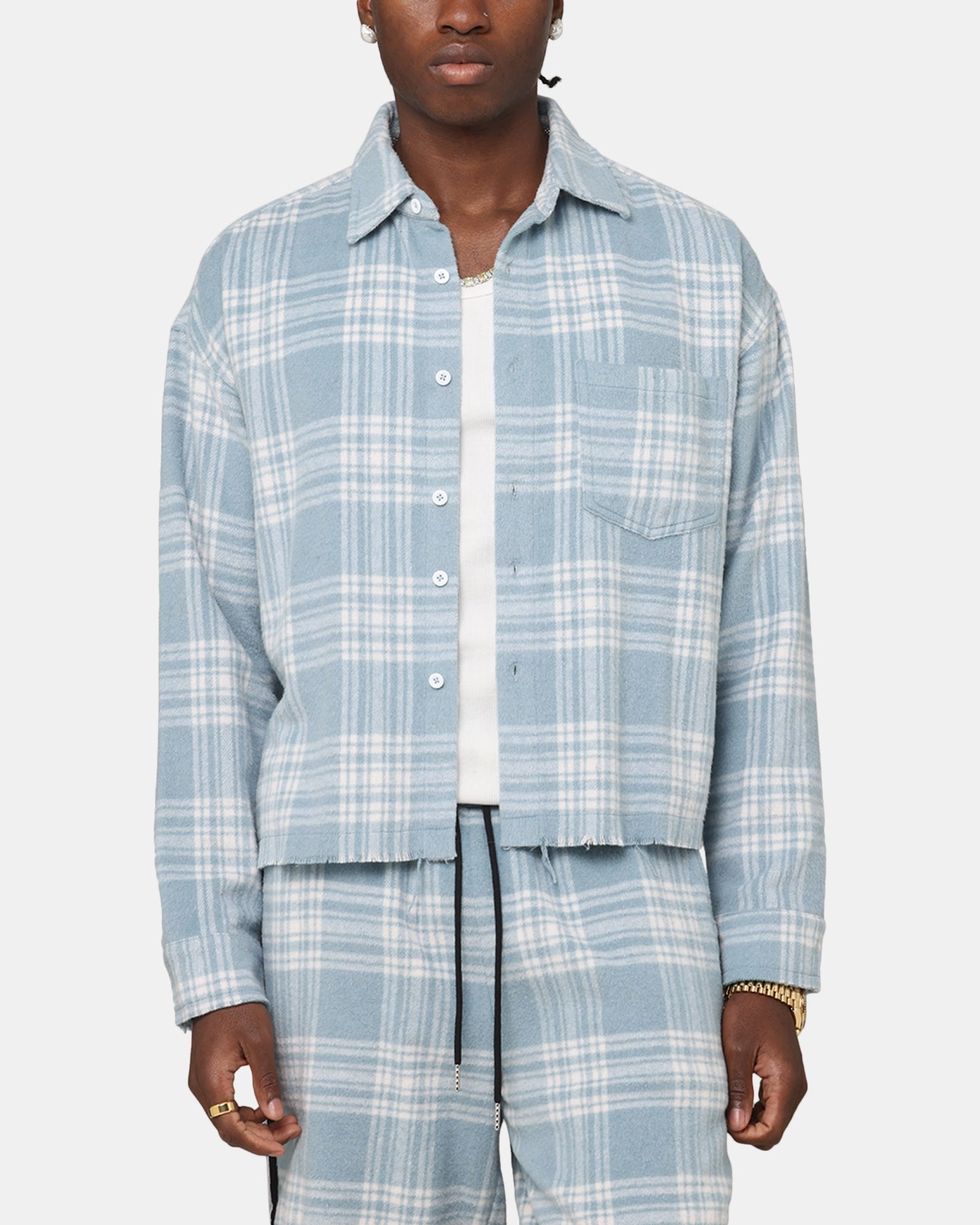 Reinforced Elasticity XXIII Plaid Long Sleeve Overshirt Blue