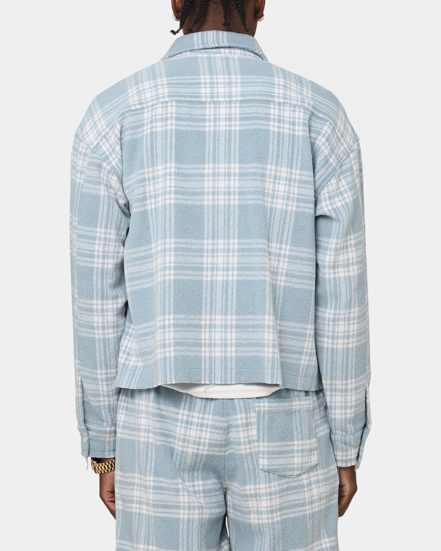 Seasonal Trend Tagless label XXIII Plaid Long Sleeve Overshirt Blue