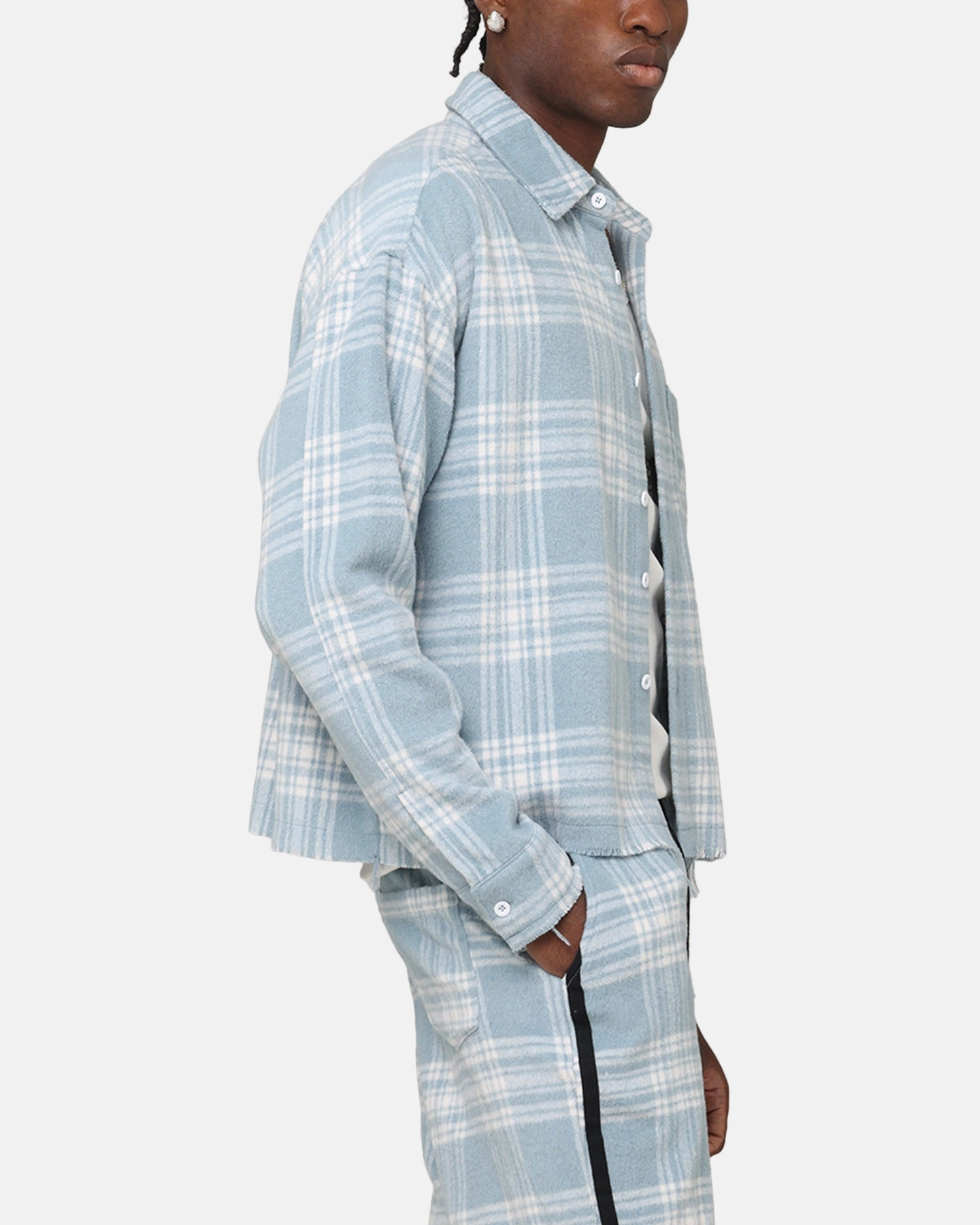 bohemian flair XXIII Plaid Long Sleeve Overshirt Blue