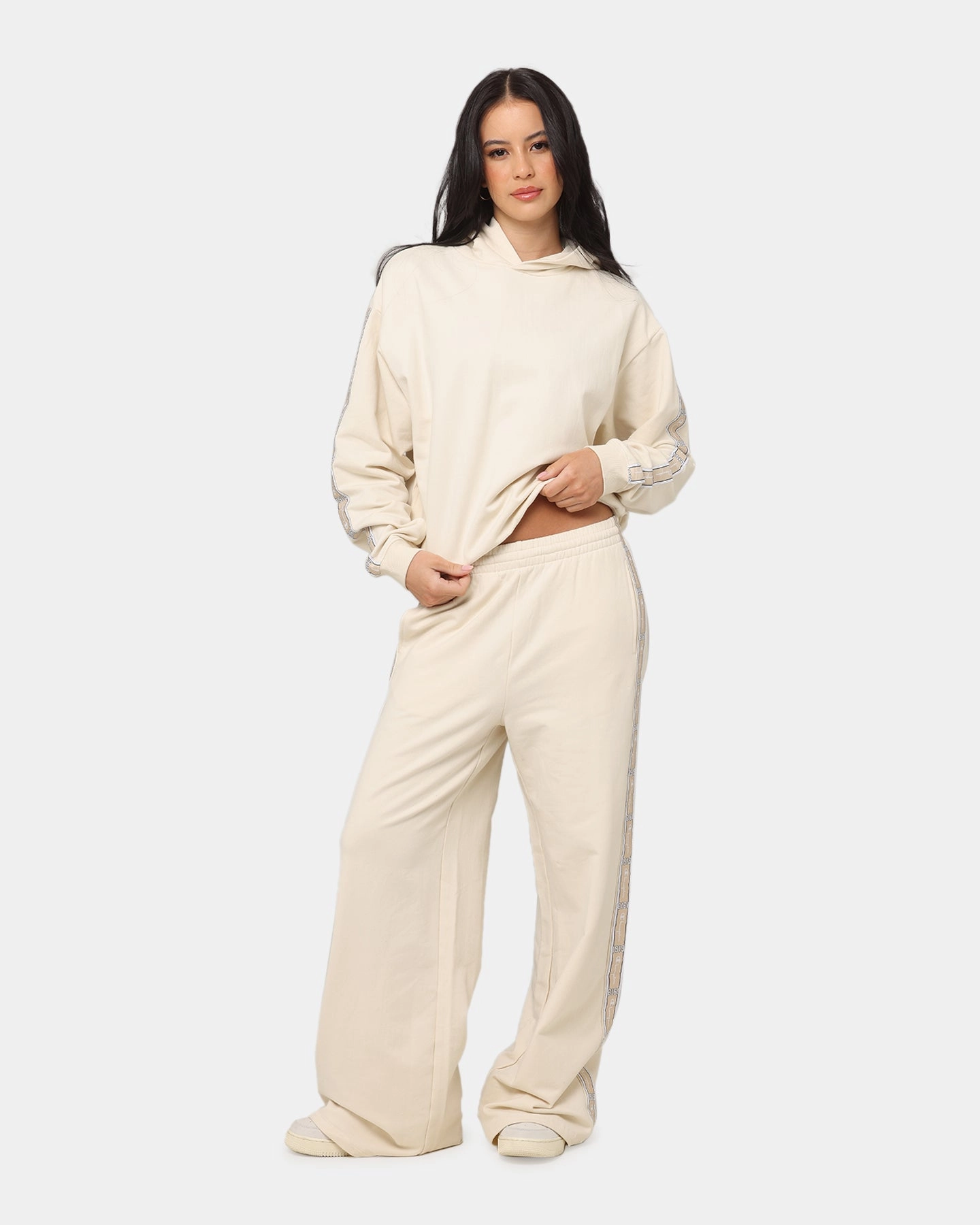 Champion Women's Lux Taping Hoodie Natural Admire
