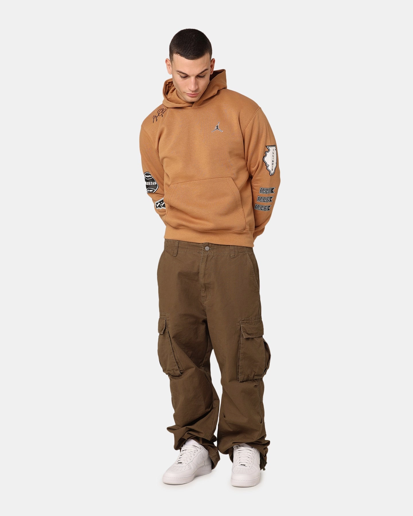 Jordan Essentials Fleece Pullover Hoodie Dark Brown/White Trendy