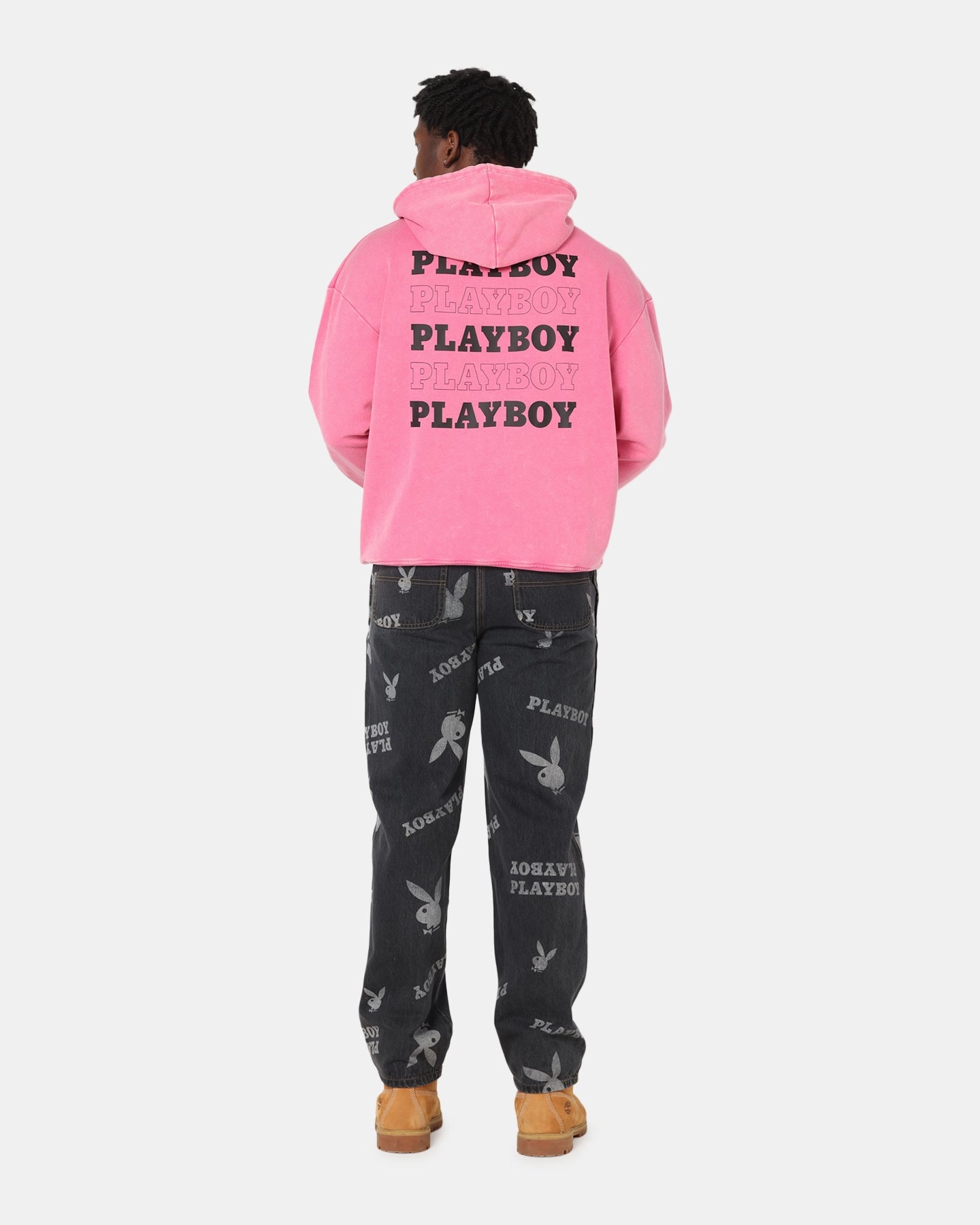 Playboy Stack Washed Hoodie Washed Raspberry Multipurpose Design