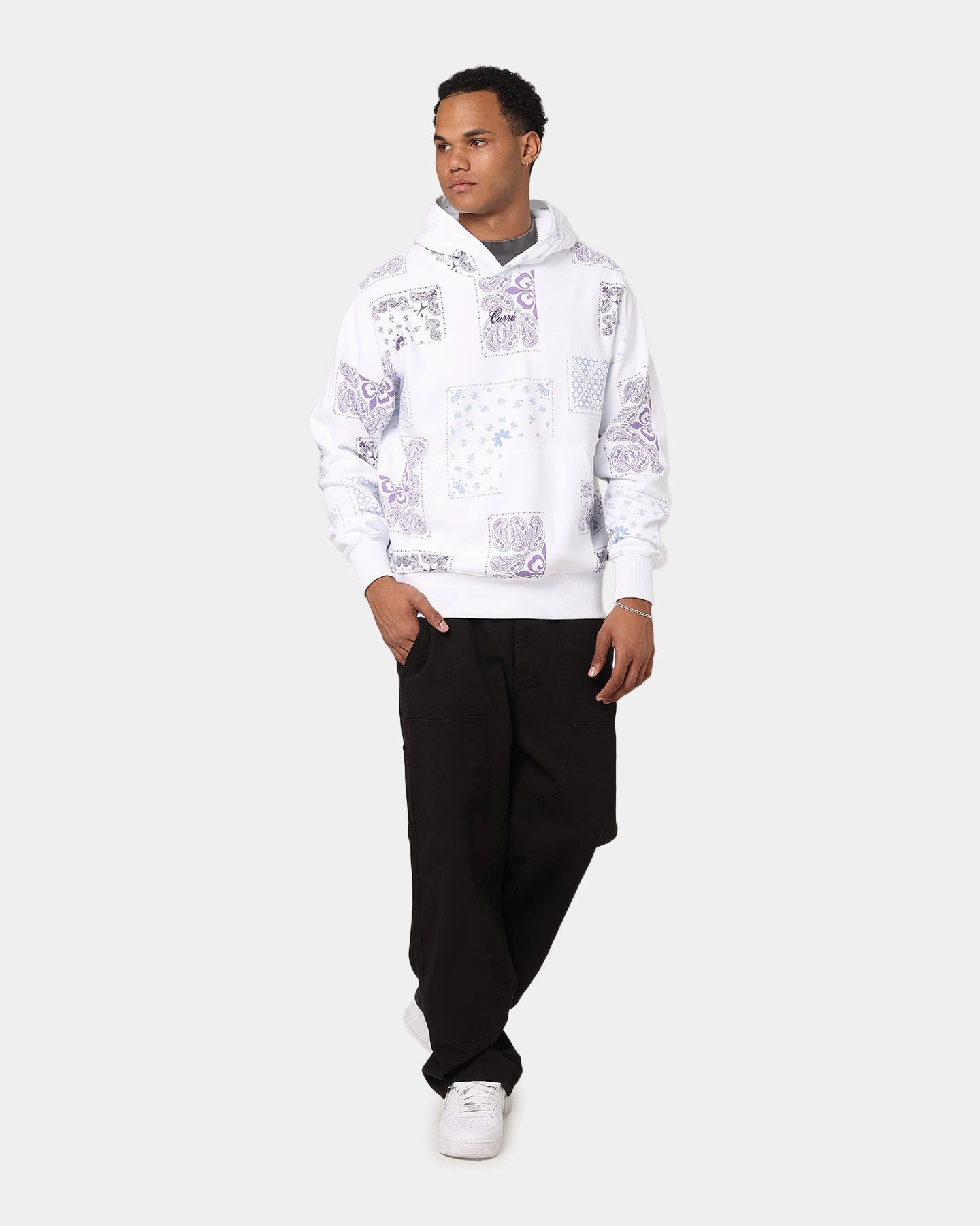 Sustainable Vegan Option Carre Fragment Paisley Hoodie White