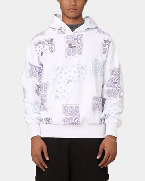 Carre Fragment Paisley Hoodie White Double Stitched Edging Water Resistant Shell
