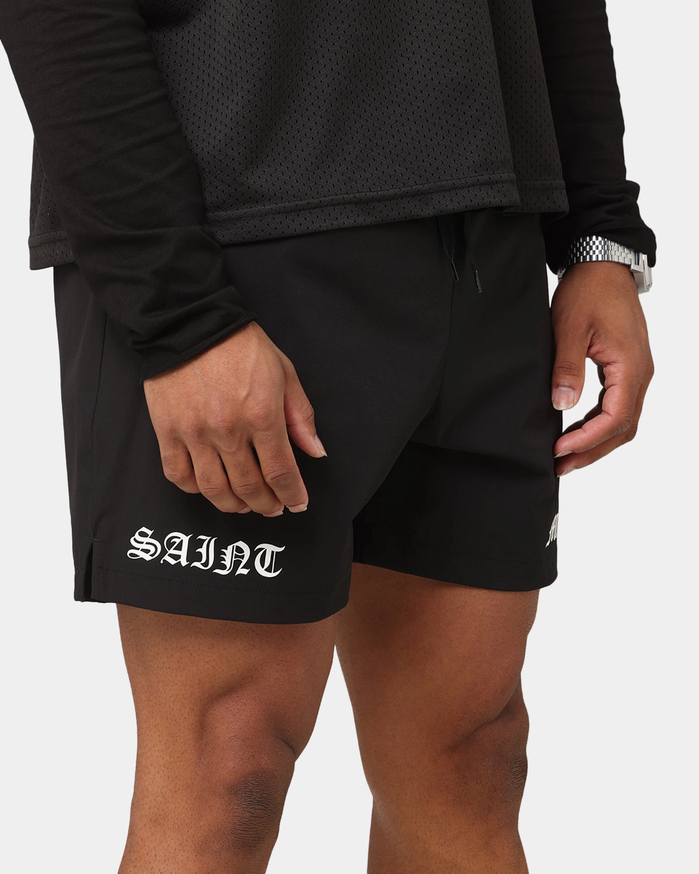 Saint Morta Gothic Training Shorts Black camping clothes Teflon Coated Finish