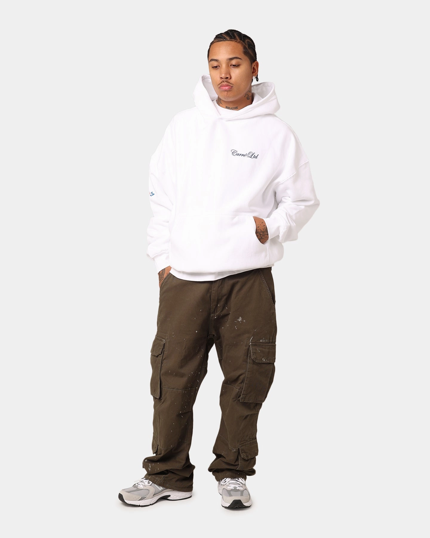 All-Weather Comfort Rain Safe Carr?? Rosebud Oversized Hoodie White