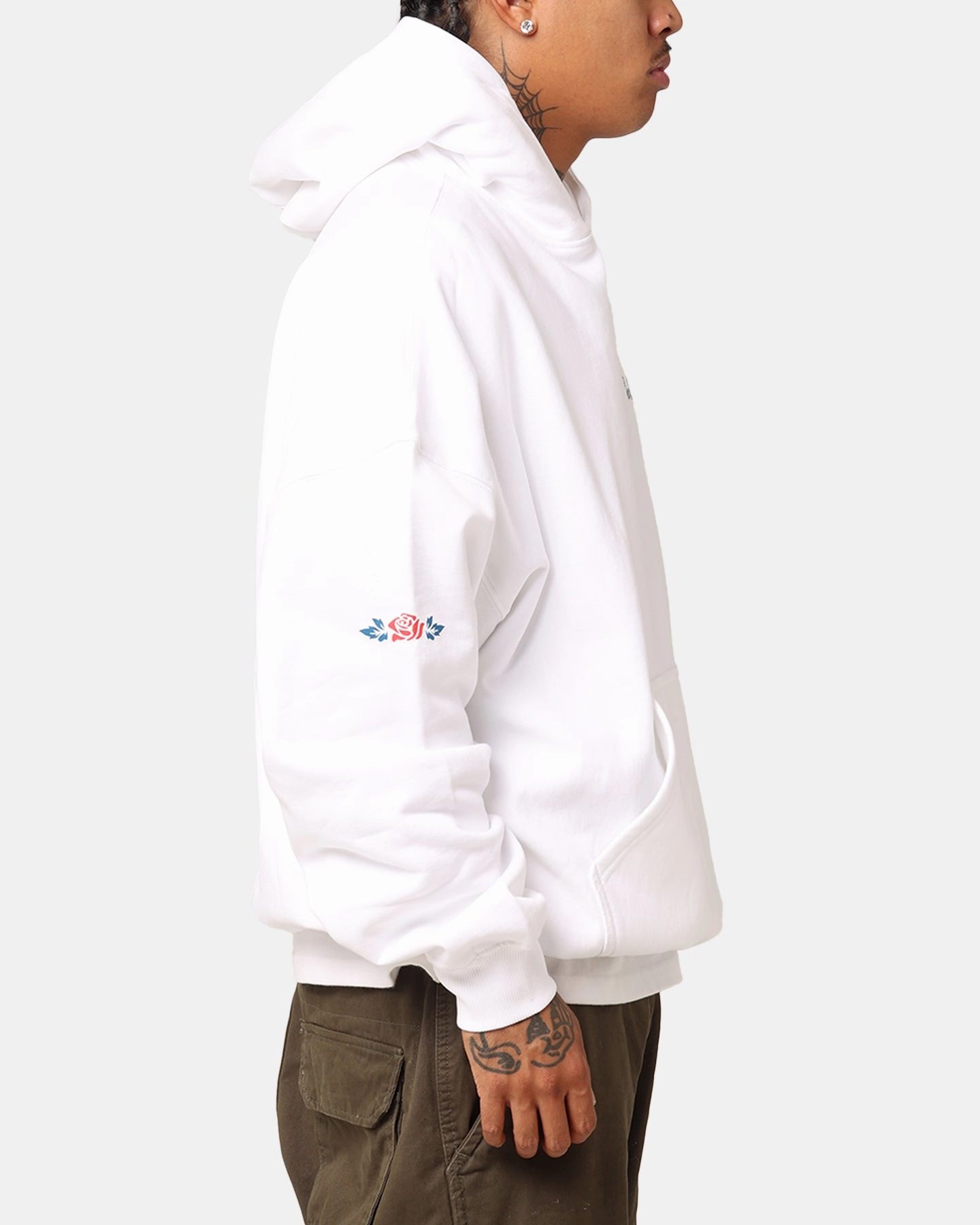 Non Restrictive Mobility Carr?? Rosebud Oversized Hoodie White