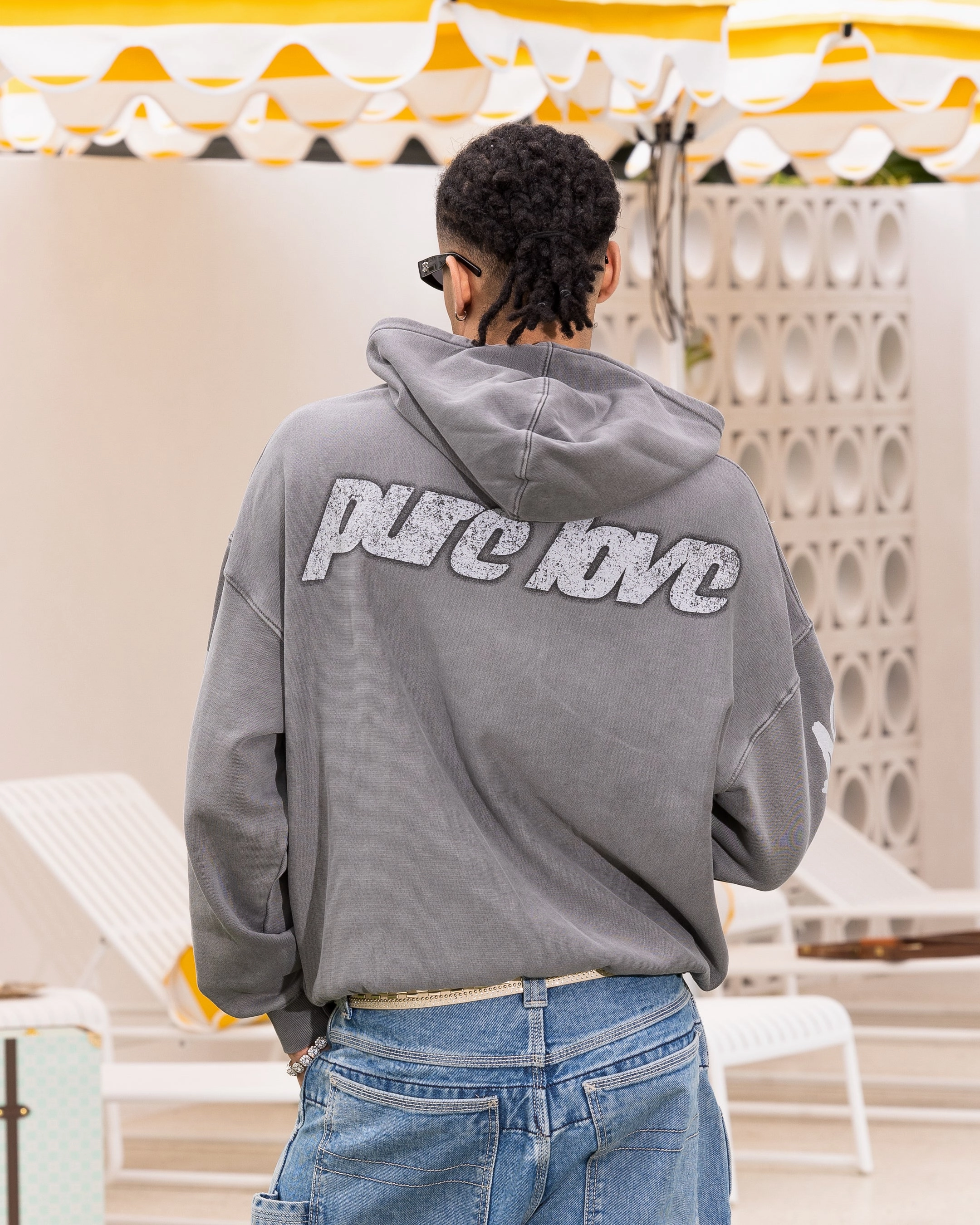 Loiter Pure Love Vintage Hoodie Charcoal city dwellers