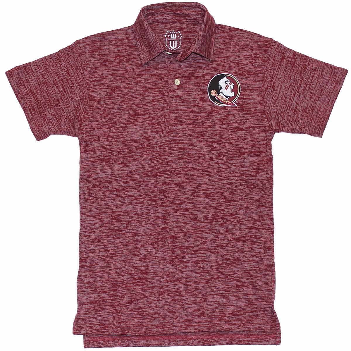 Wes & Willy Toddler/Youth Seminole Logo Cloudy Yarn Polo - Garnet Ergonomic Cut