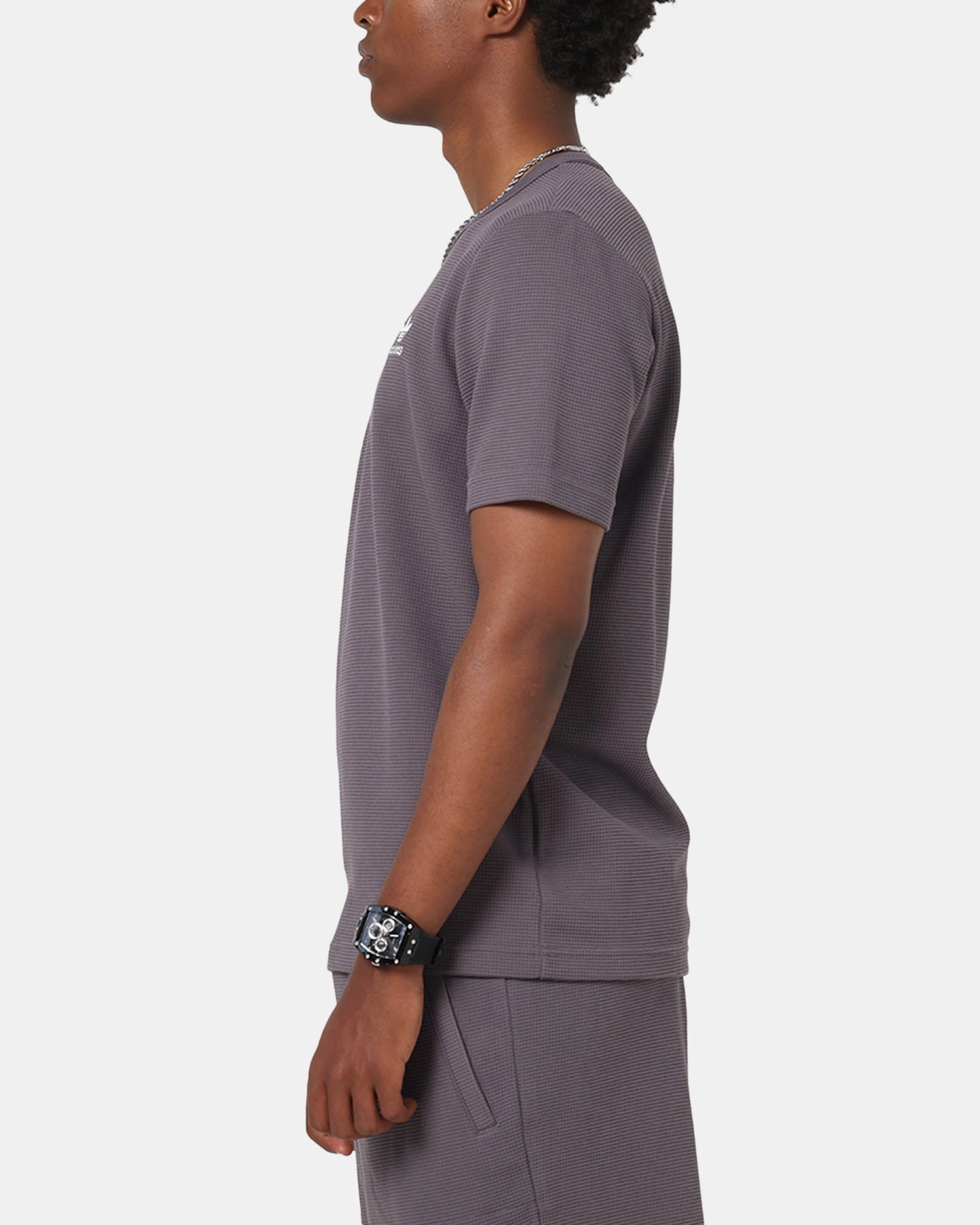 Comfy and Versatile Adidas Trefoil Essentials Waffle T-Shirt Grey Strata