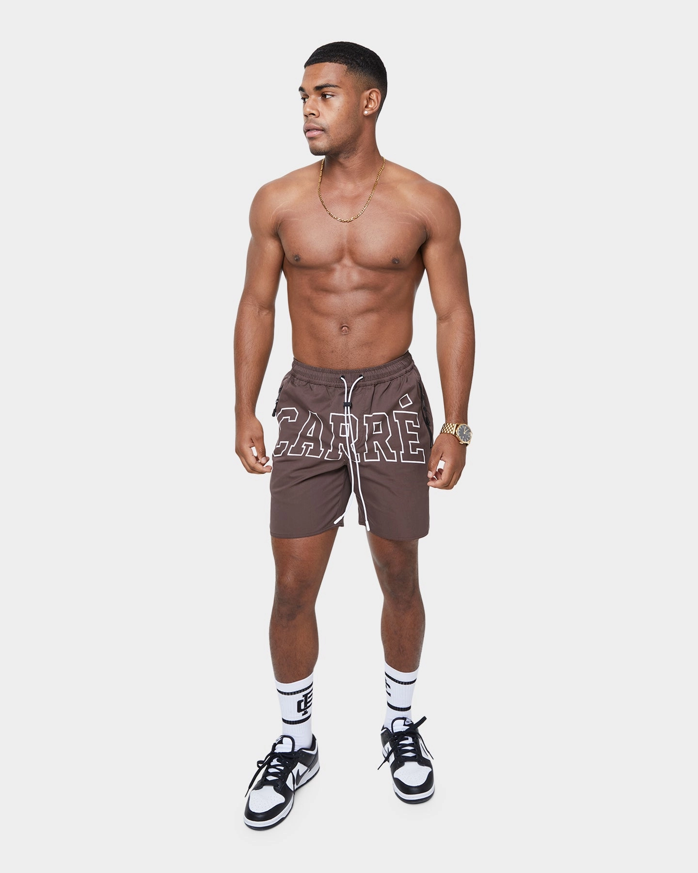 Carr?? Arc La Plage Short Dark Brown Wrinkle Resistant Treatment Lace trim