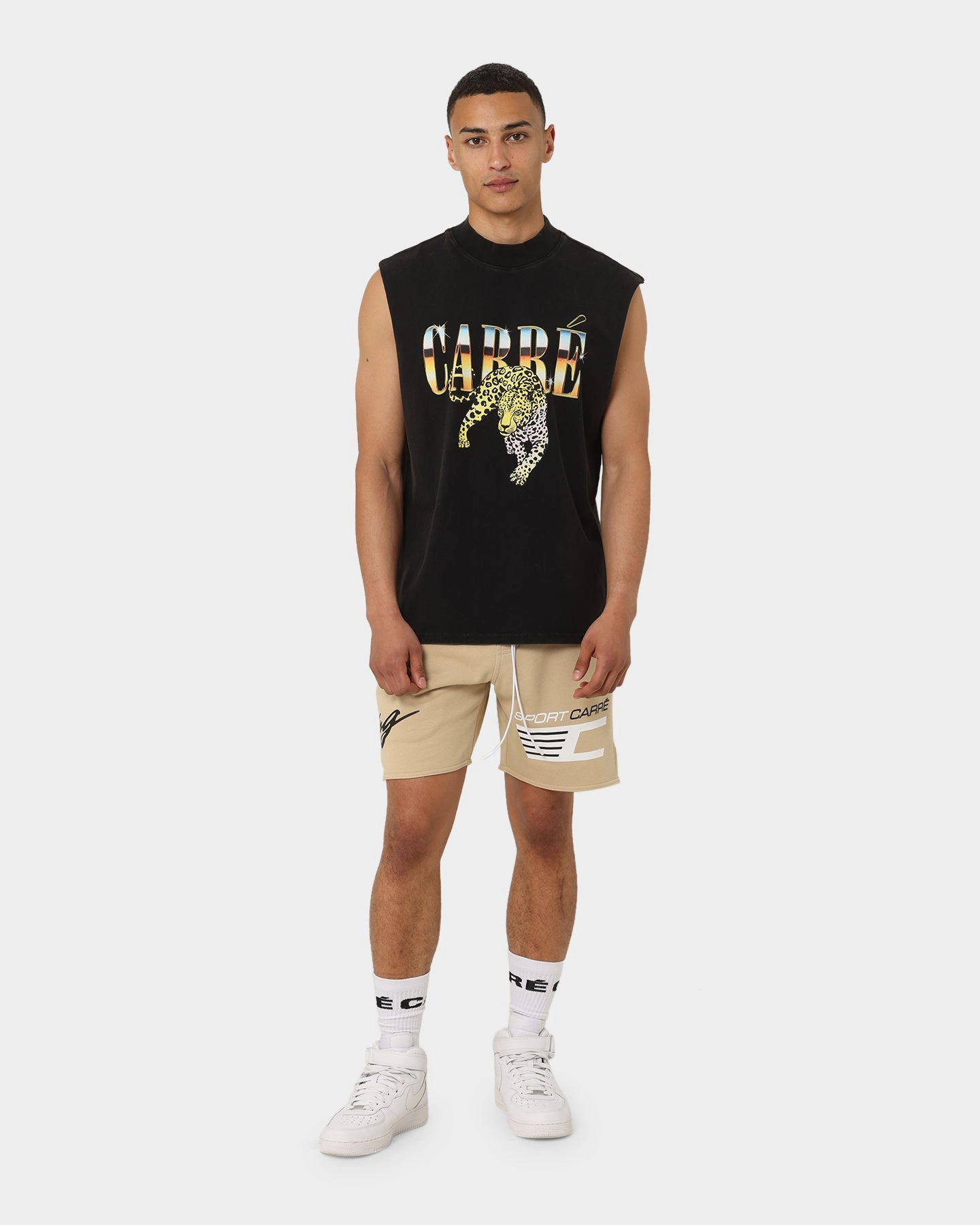 ribbed texture Retro Style Carr?? Automobile Sweat Shorts Stone