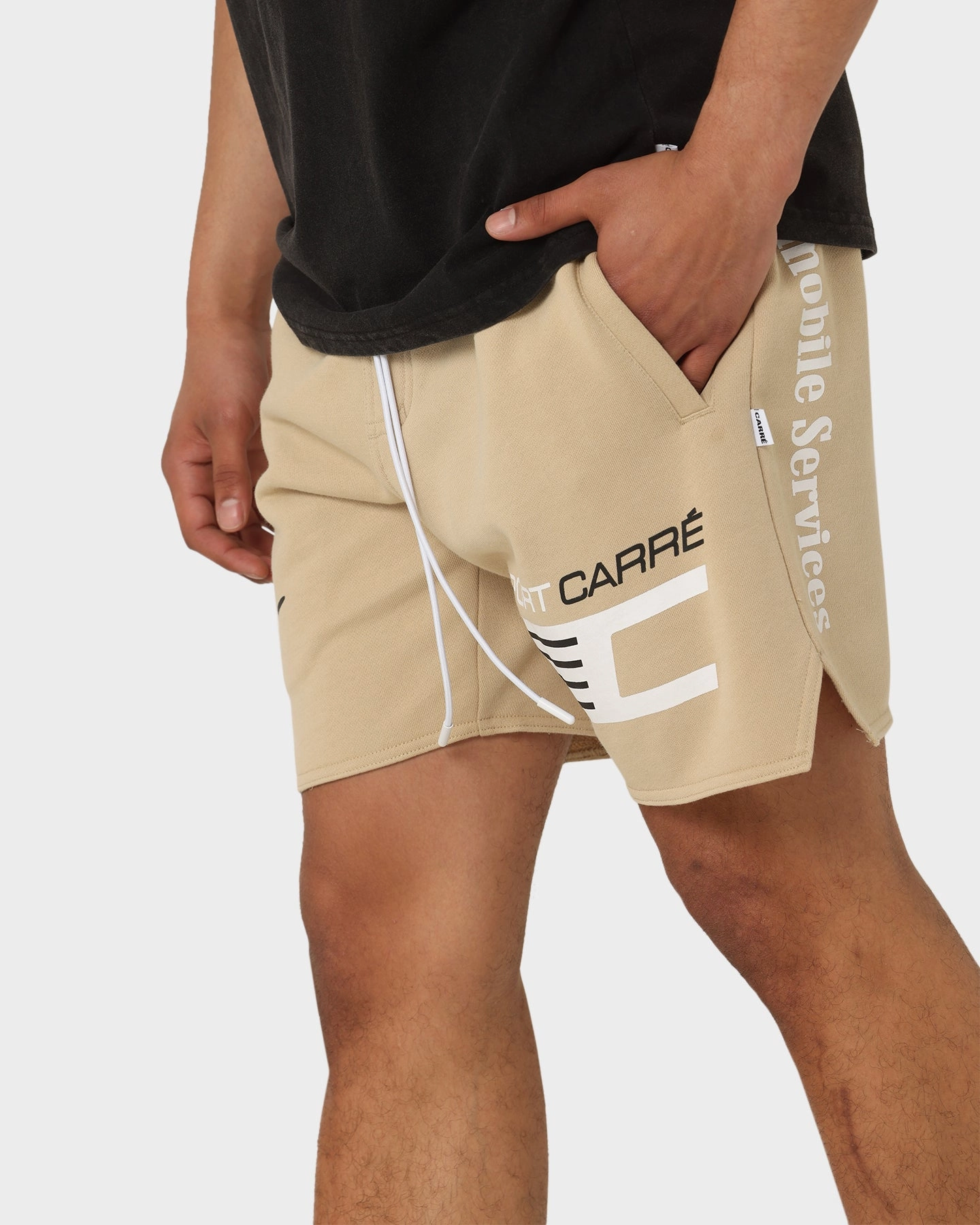 Carr?? Automobile Sweat Shorts Stone plus-size choice Wind Resistant Panels