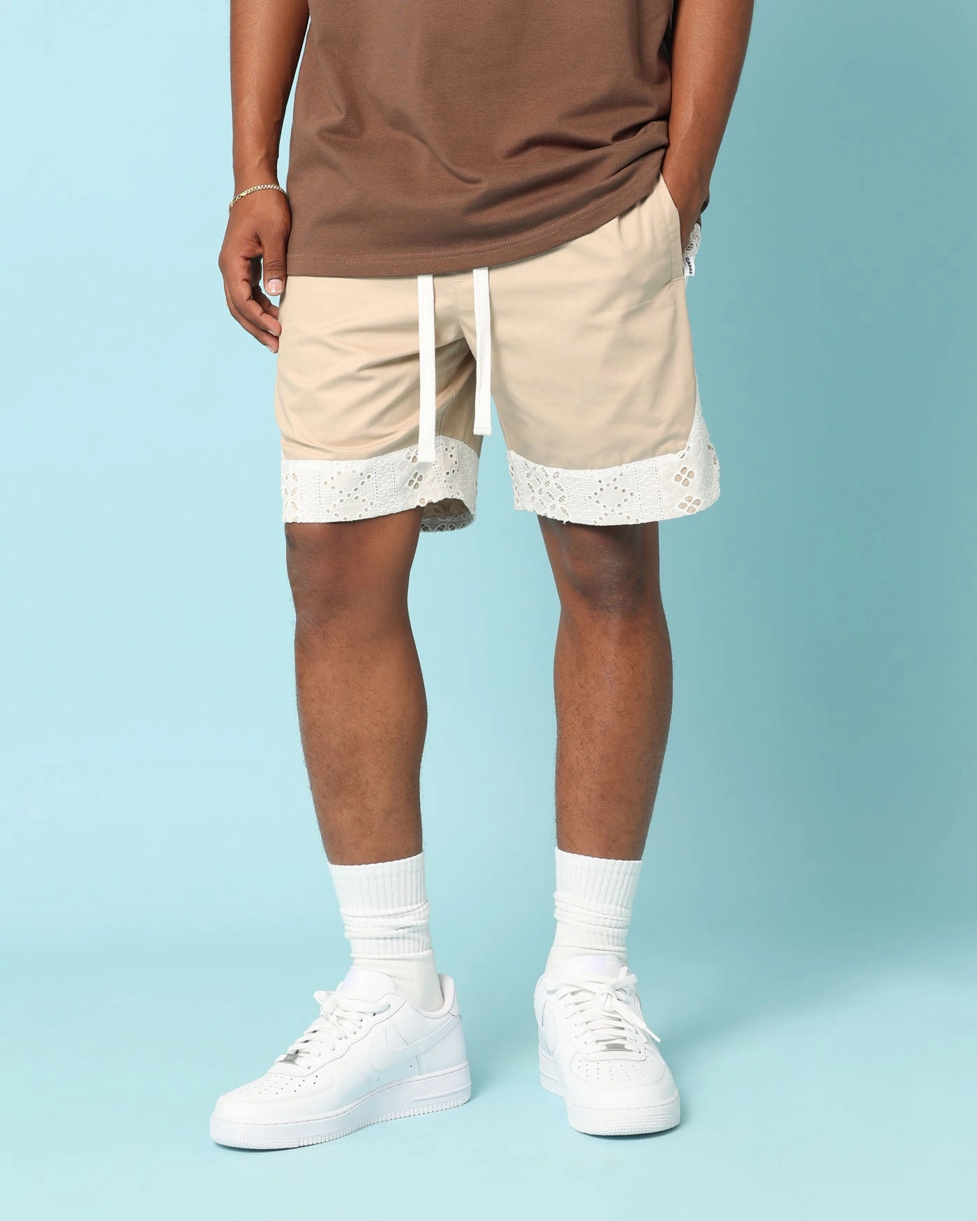 Carr?? Bandana Lace Shorts Stone Denim shorts