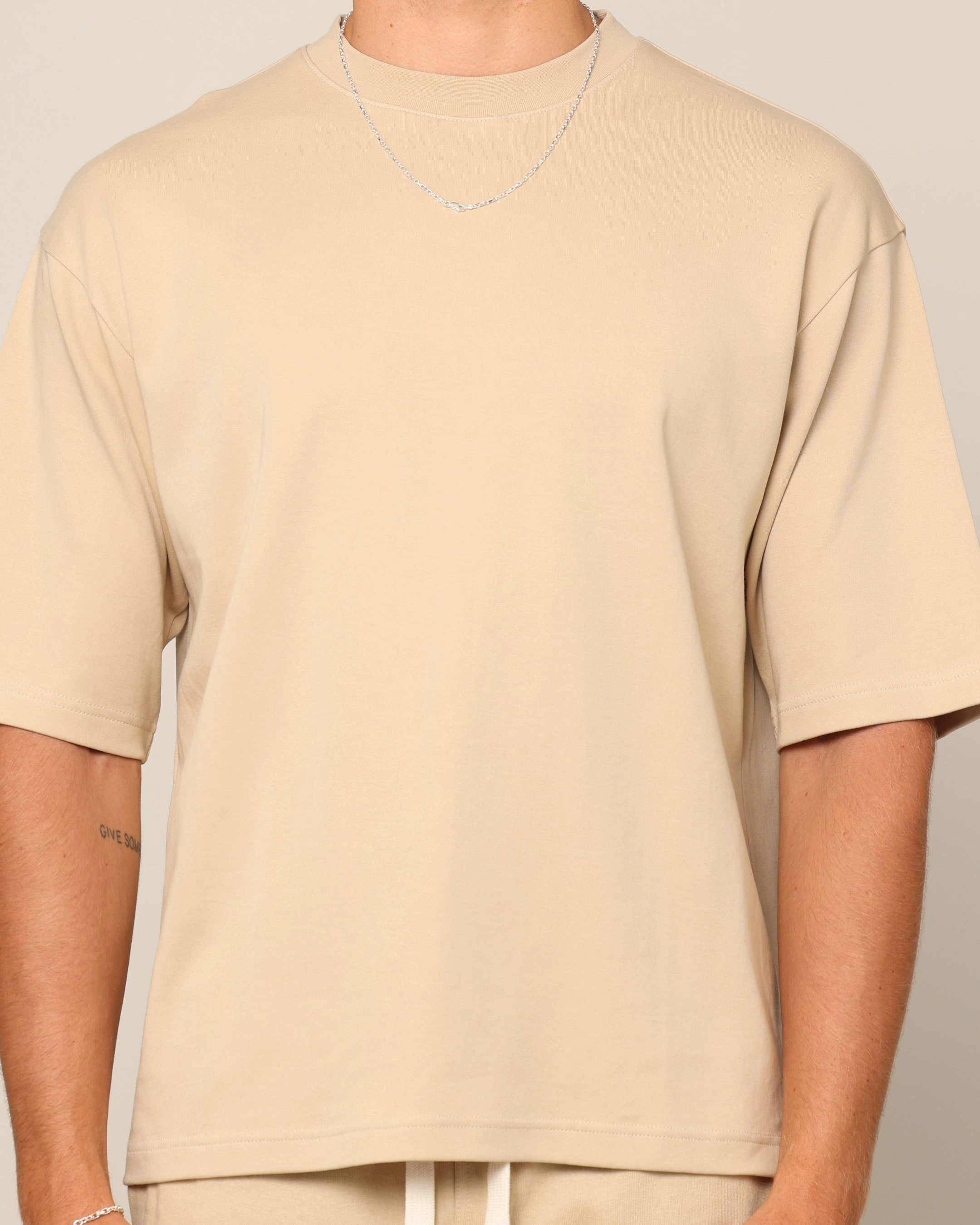 Carr?? Blanc Boxy T-Shirt Stone Casual Comfort Cozy Feeling