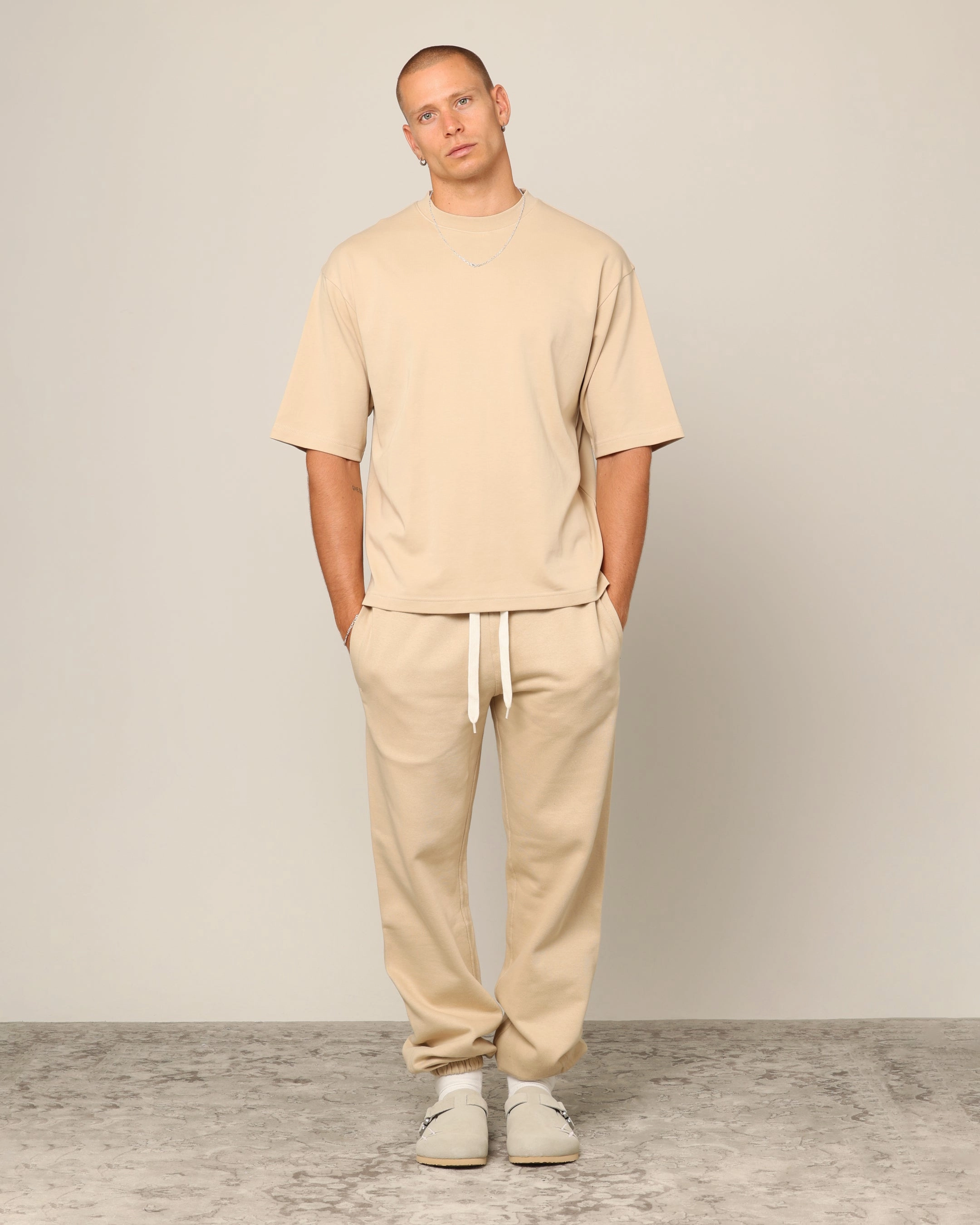 Carr?? Blanc Boxy T-Shirt Stone TaglessCollar