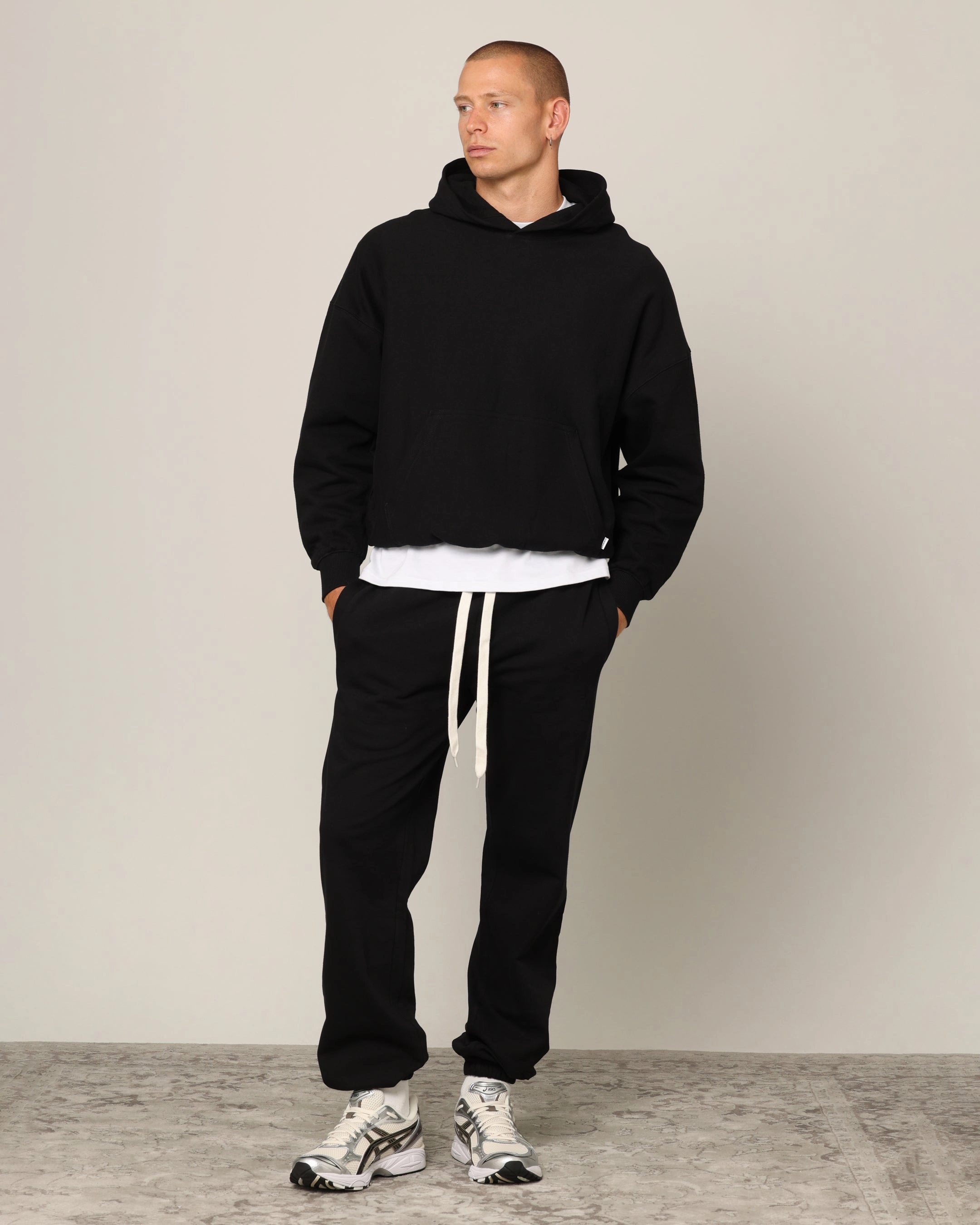 4 Way Stretch Fabric Carr?? Blanc Oversized Hoodie Black