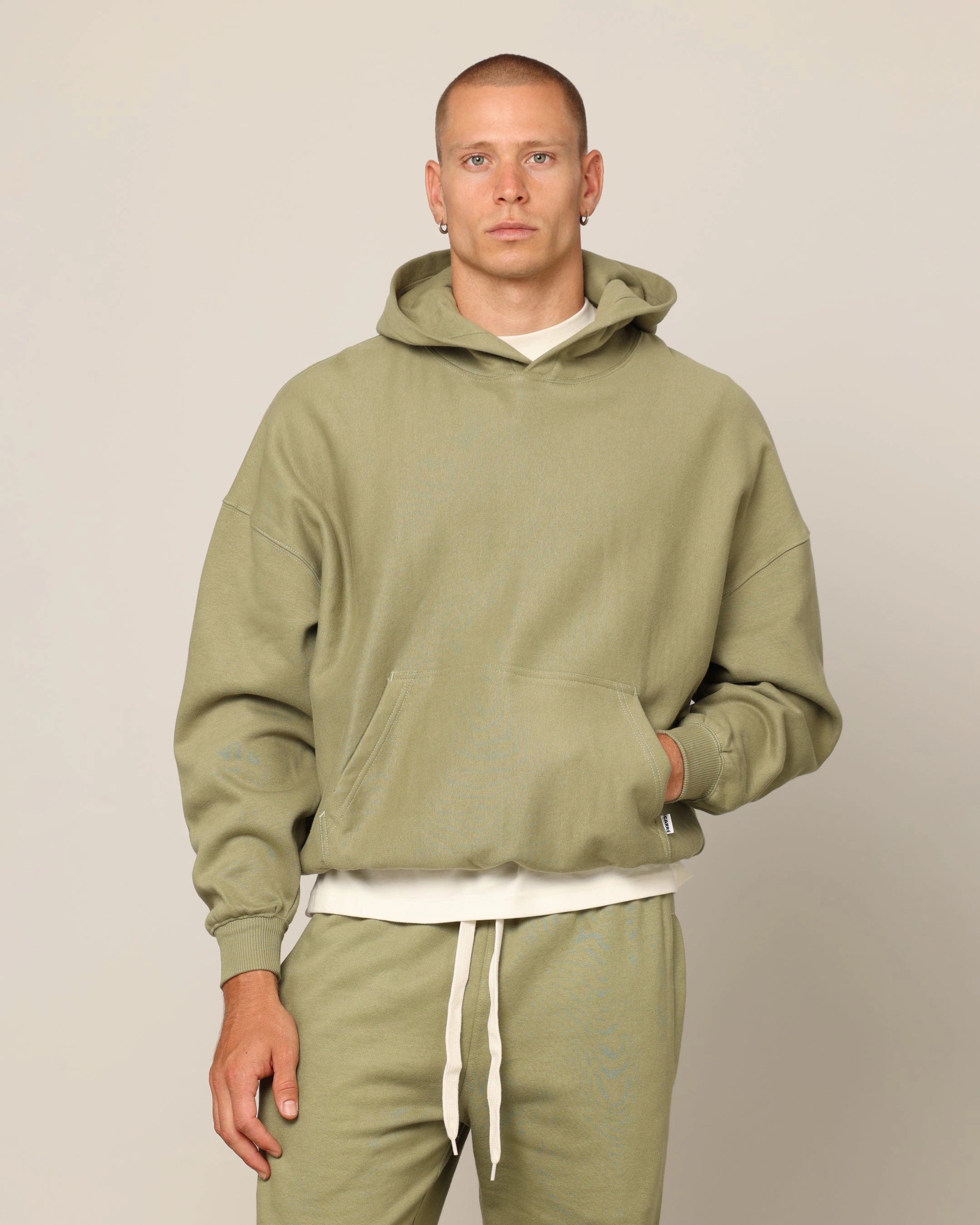 Carr?? Blanc Oversized Hoodie Military Magnetic Closure System