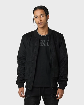 Ribbed Knit Cuffs Carr?? C-89 Suede Bomber Jacket Black