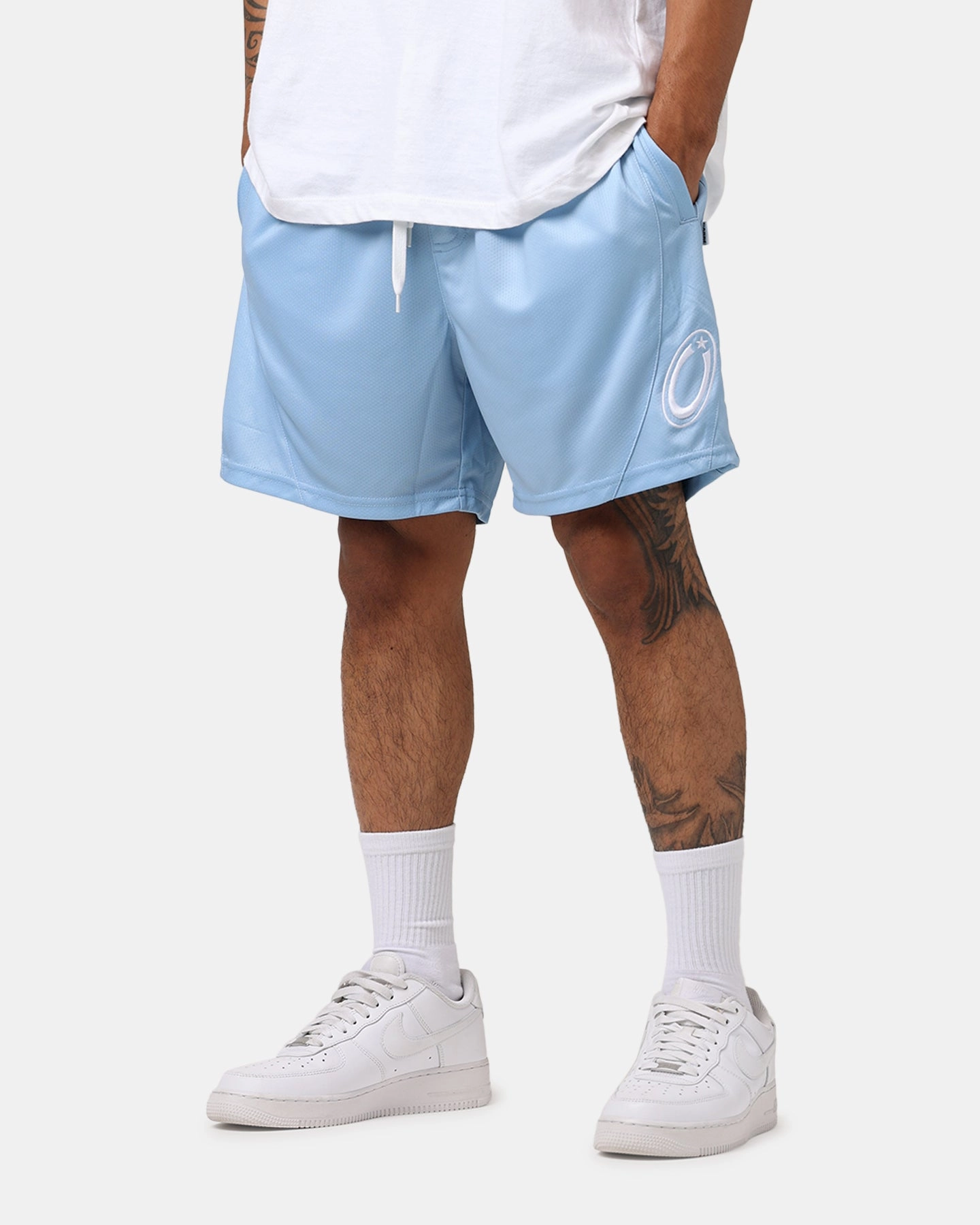 Style Basic Travel Light Carr?? C-Star Mesh Basketball Shorts Light Blue