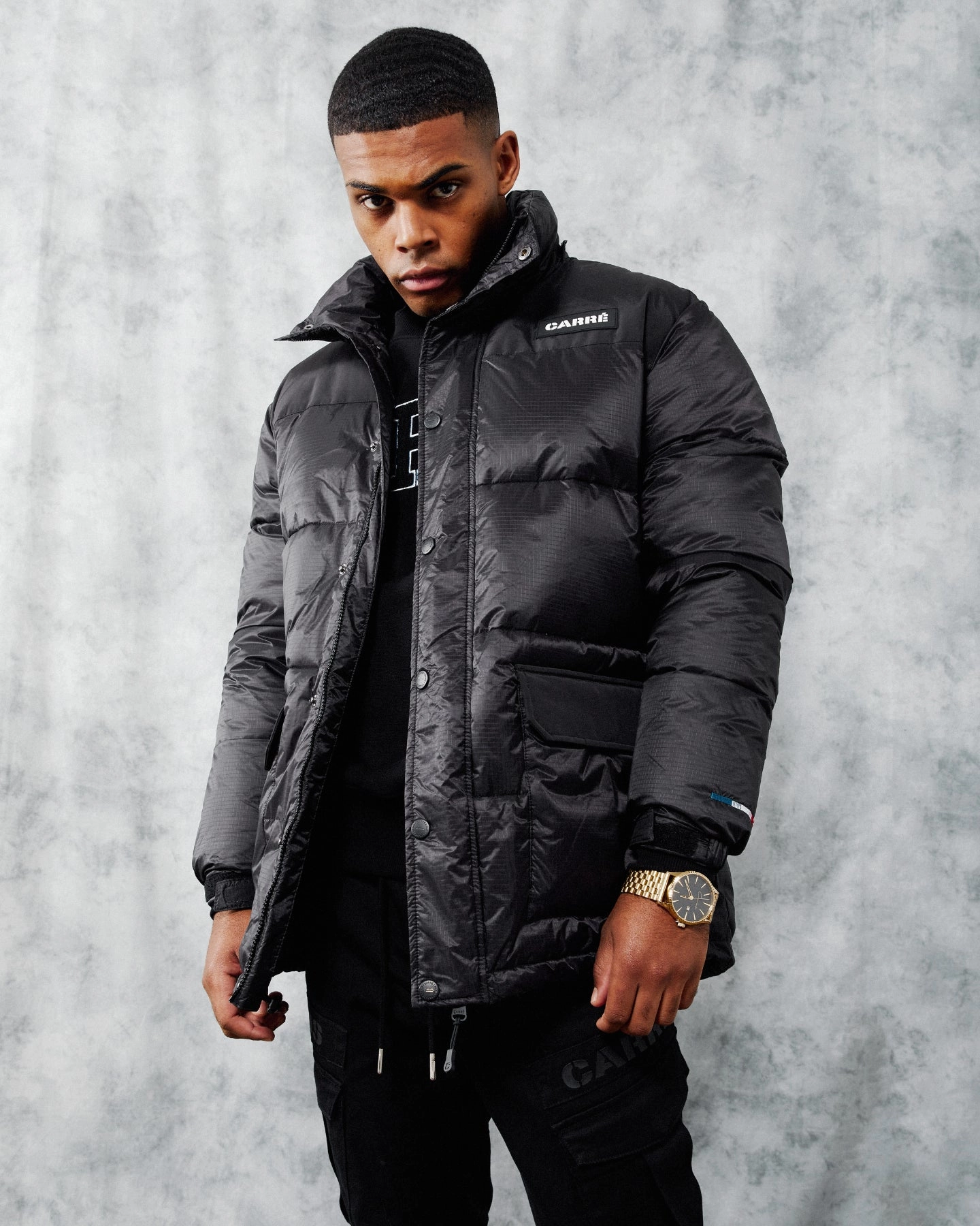 no pocket Compact Storage Design Carr?? Men's Roadman Puffer Jacket Black