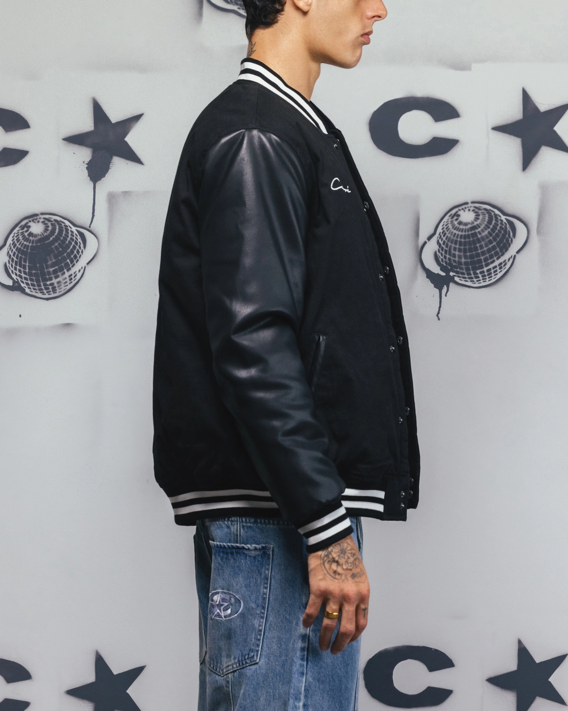 Customizable Fit TailoredSilhouette Carr?? MVP Varsity Jacket Black