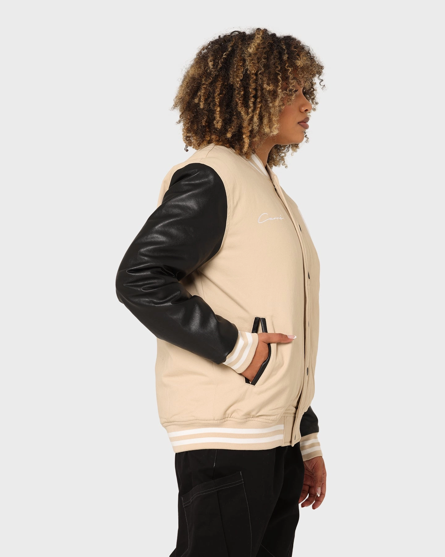 Carr?? MVP Varsity Jacket Stone/Black suitable for product launches