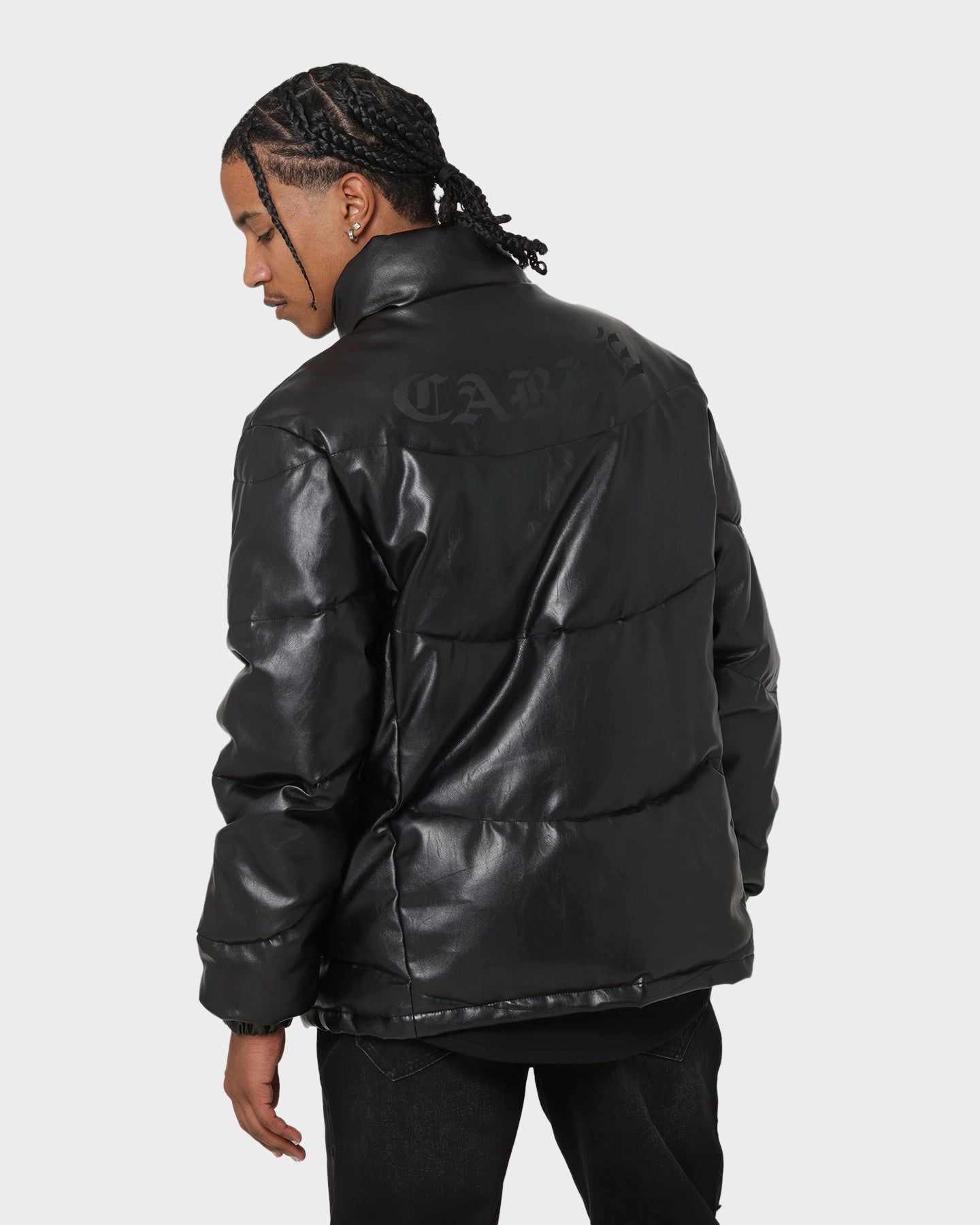 Street Edge Notice Carr?? Paris Leather Wave Puffer Jacket Black