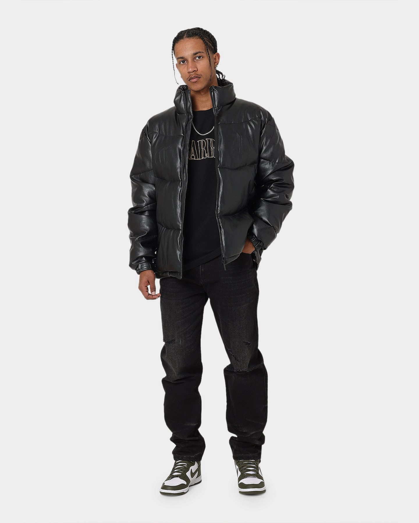 Carr?? Paris Leather Wave Puffer Jacket Black Nano Coated Fabric