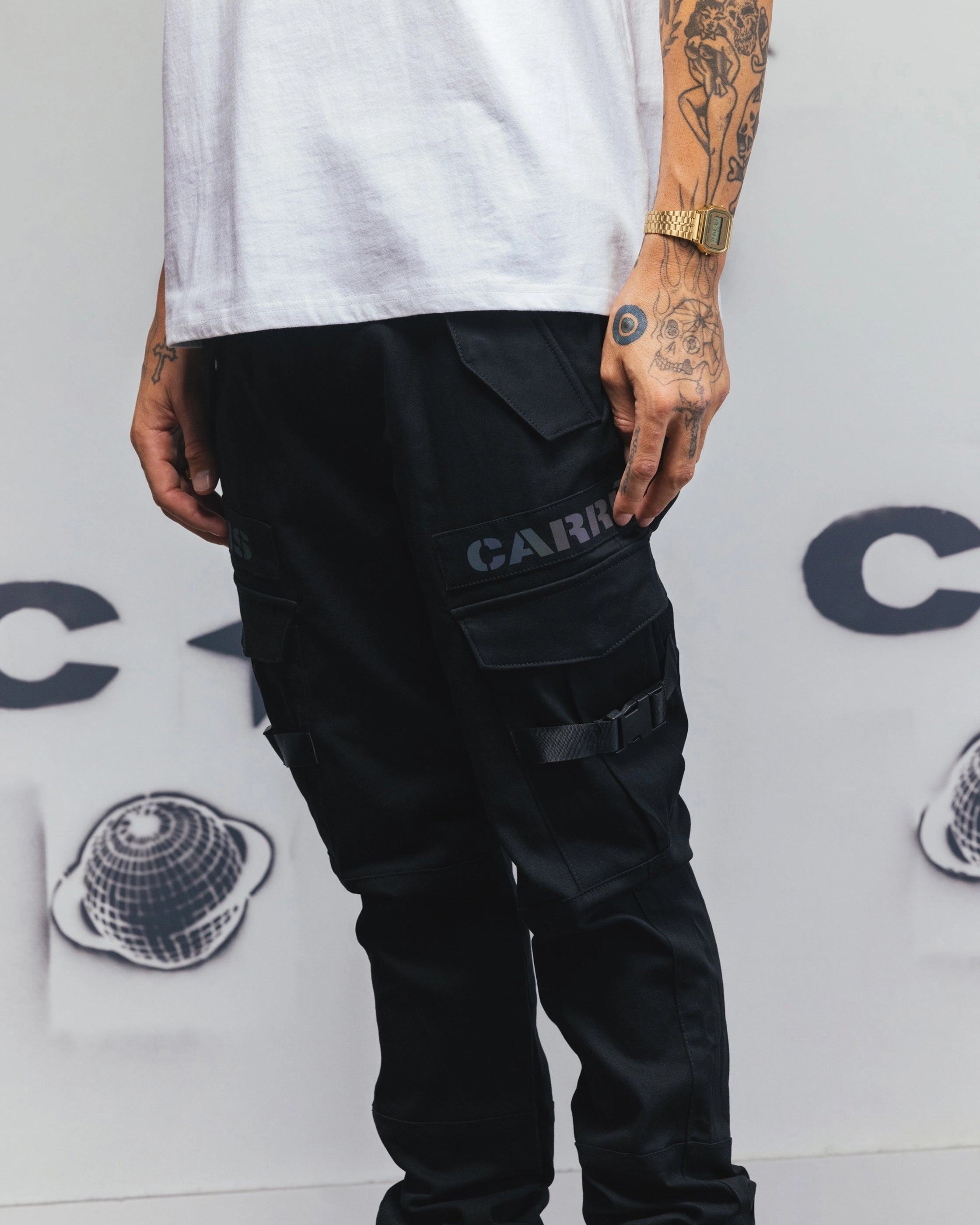 Cozy Style Chilly Wear Carr?? Reflective Transition Cargo Joggers Black/Multi-coloured