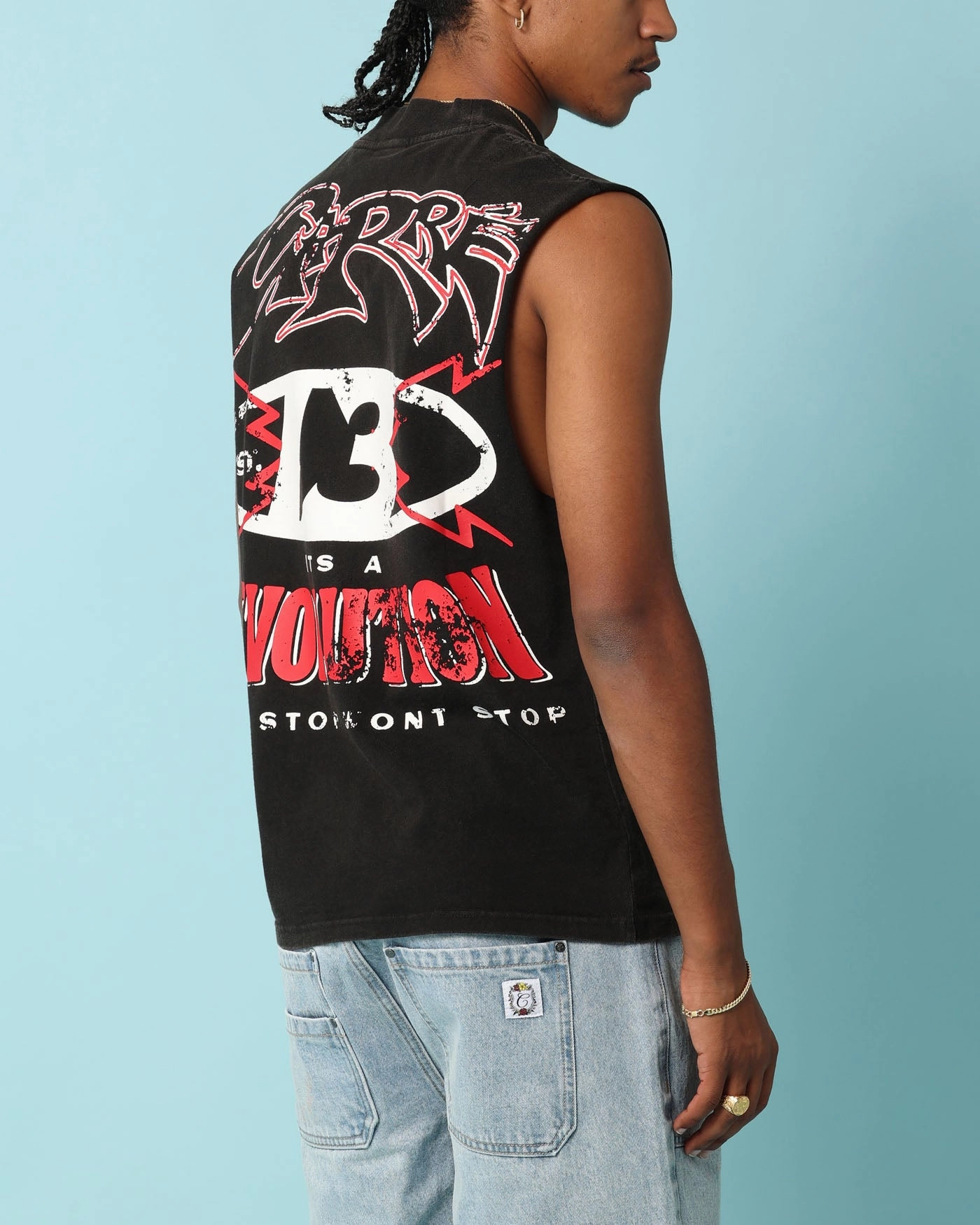 Carr?? Rev 13 Muscle T-Shirt Vintage Black Relaxed Armhole Cut mix and match