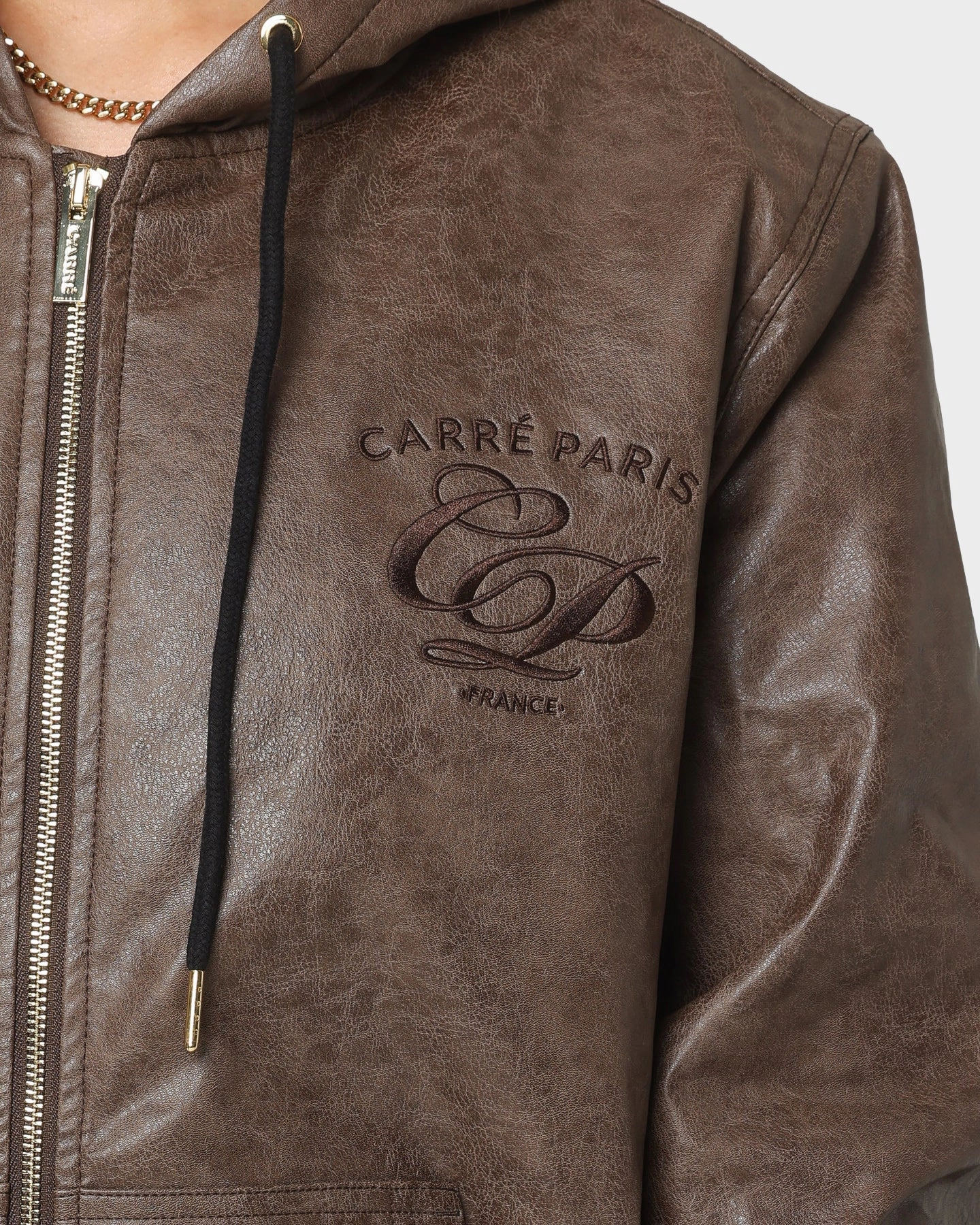 Compression Fit Stretchable Material Carr?? Revolutionnaires PU Jacket Dark Brown