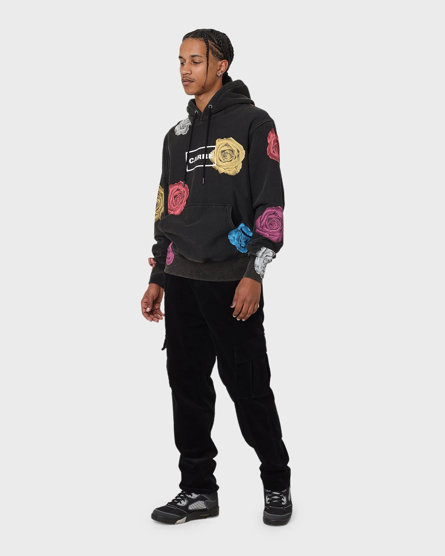Grant group outing Carr?? Rose Bunch Vintage Hoodie Washed Black