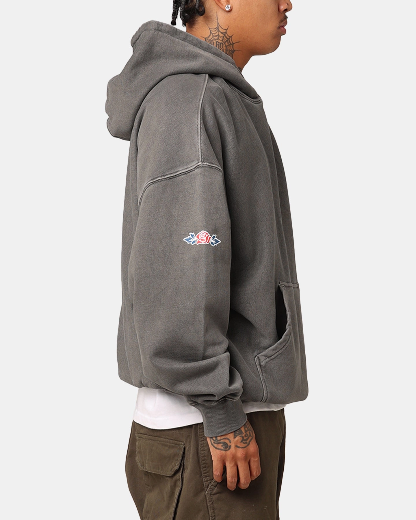 Check Technique Carr?? Rosebud Oversized Hoodie Washed Charcoal