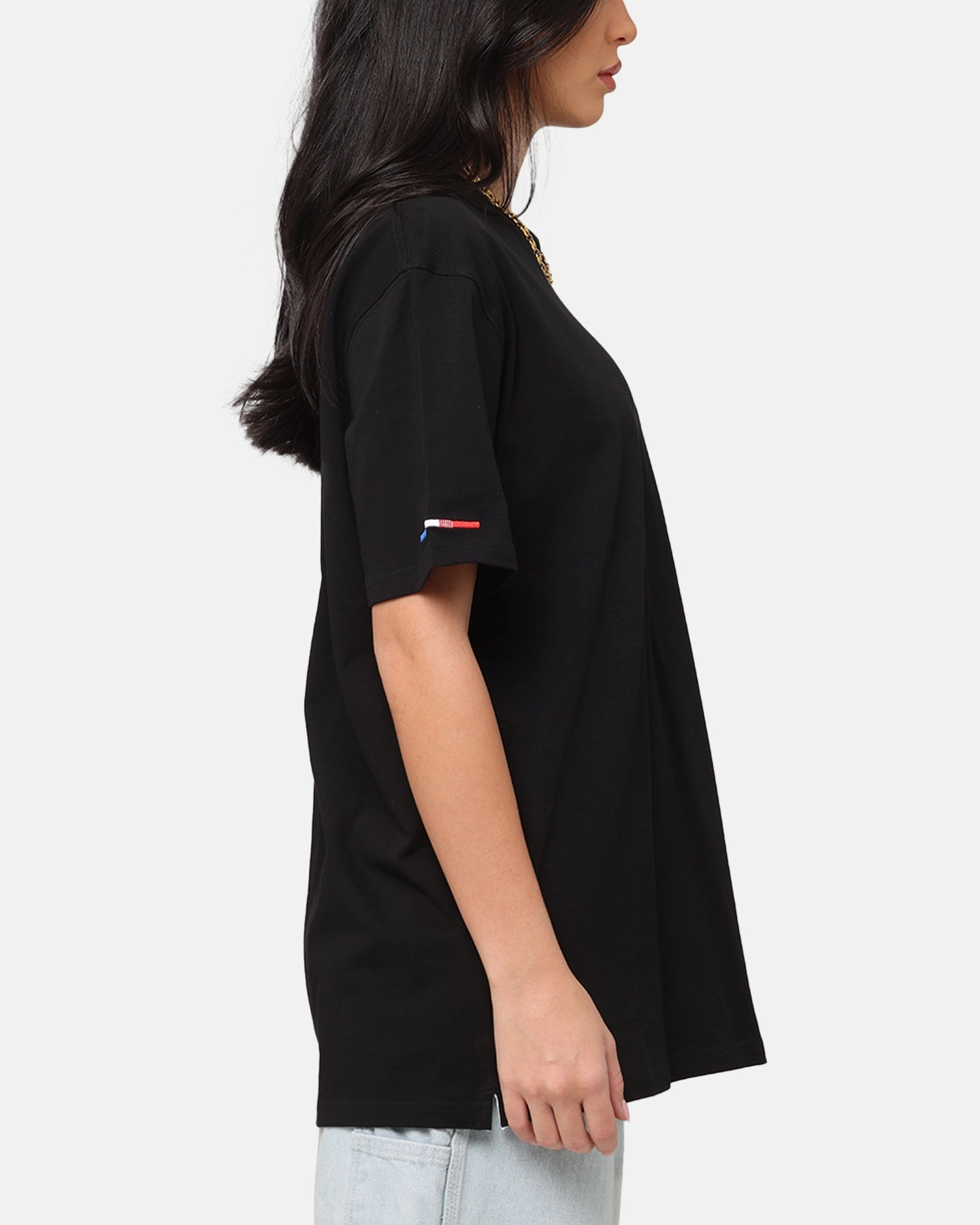 Carr?? Simplicit?? Classic Short Sleeve T-Shirt Black Layered Hem Detail Button Down