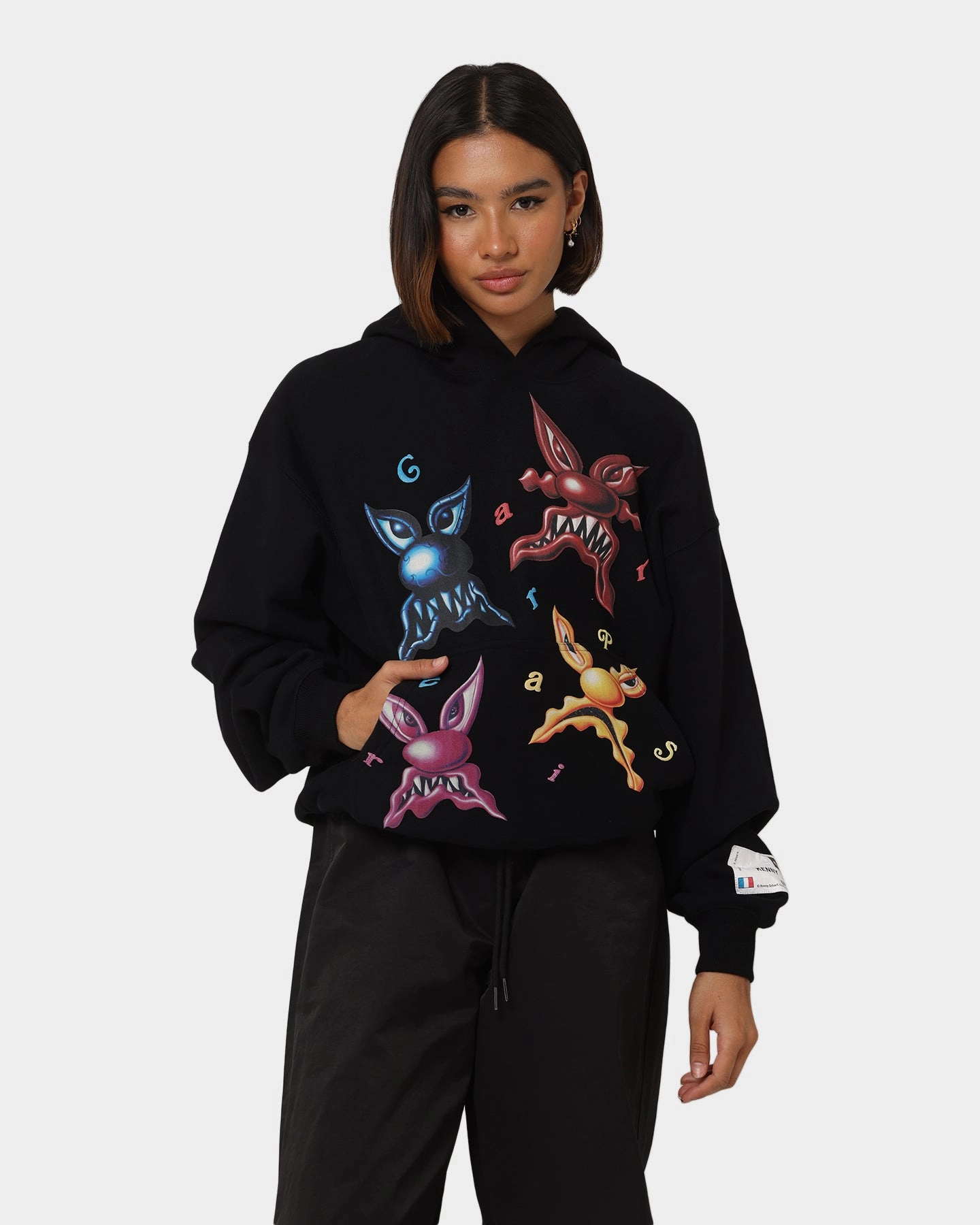 Carr?? X Kenny Scharf Meanie Oversized Hoodie Black Unstructured Shoulder Cut Storm Fit