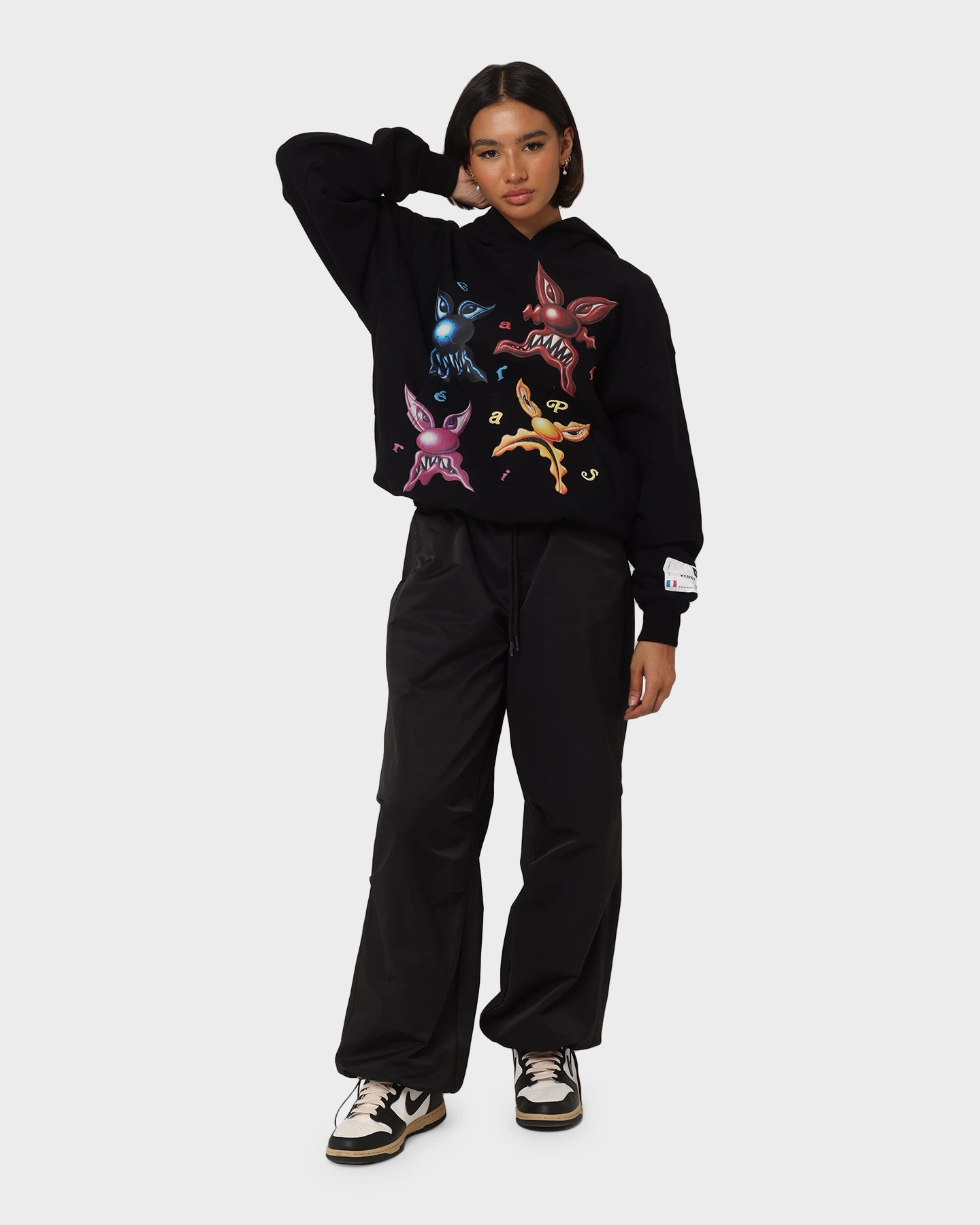 Carr?? X Kenny Scharf Meanie Oversized Hoodie Black Reinforced Hem Individual-sports