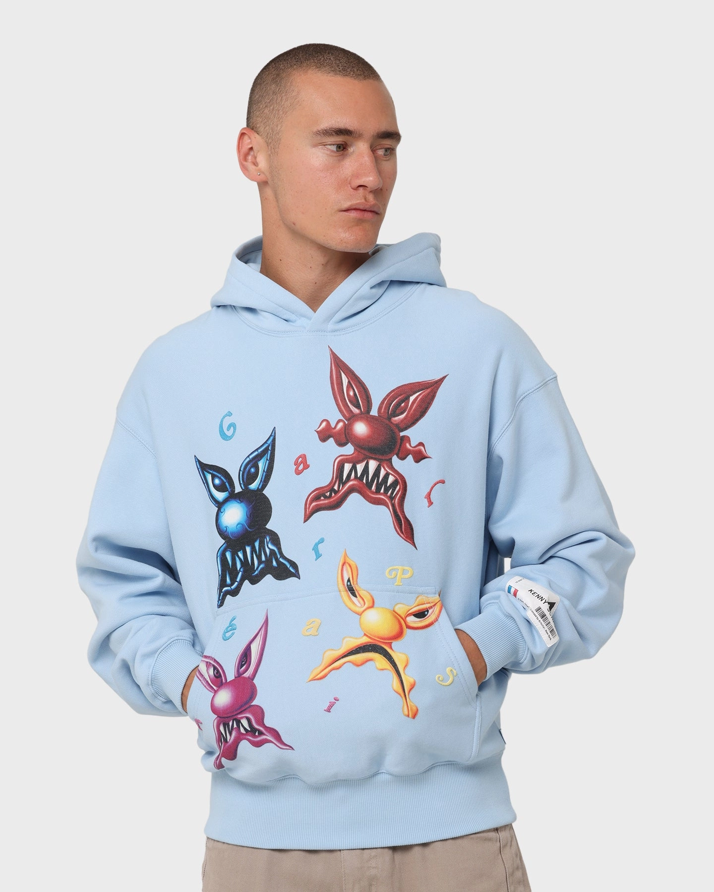 suitable for volunteer work Carr?? X Kenny Scharf Meanie Oversized Hoodie Light Blue