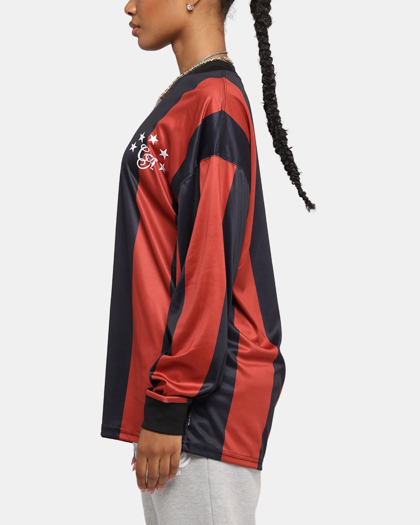Carre Academy Oversized Long Sleeve T-Shirt Red/Black AntiPillingTreatment Comfort and Ease
