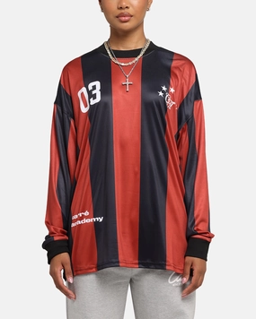 Carre Academy Oversized Long Sleeve T-Shirt Red/Black Chic Smart men's clothing