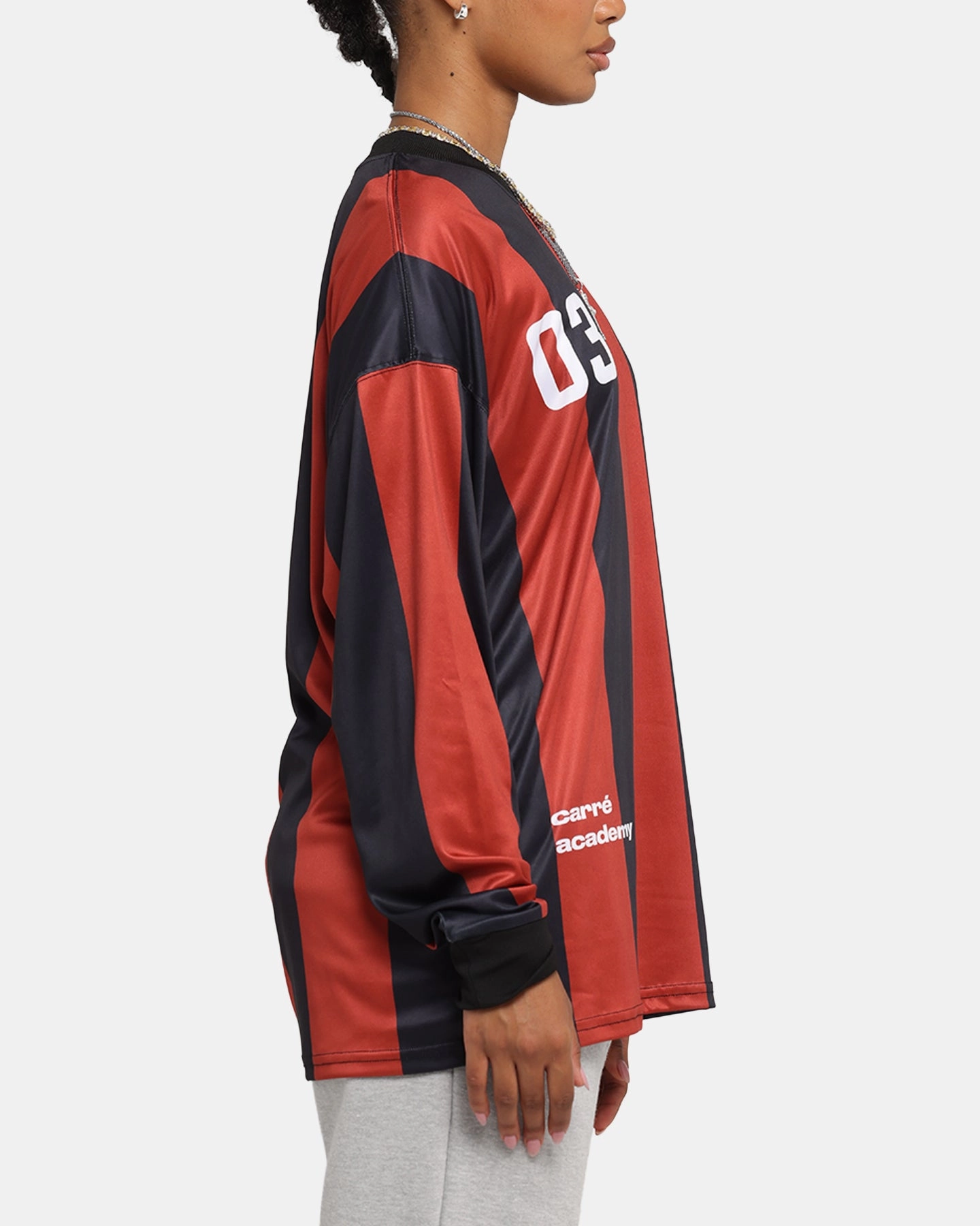 Carre Academy Oversized Long Sleeve T-Shirt Red/Black Easy Wear Look