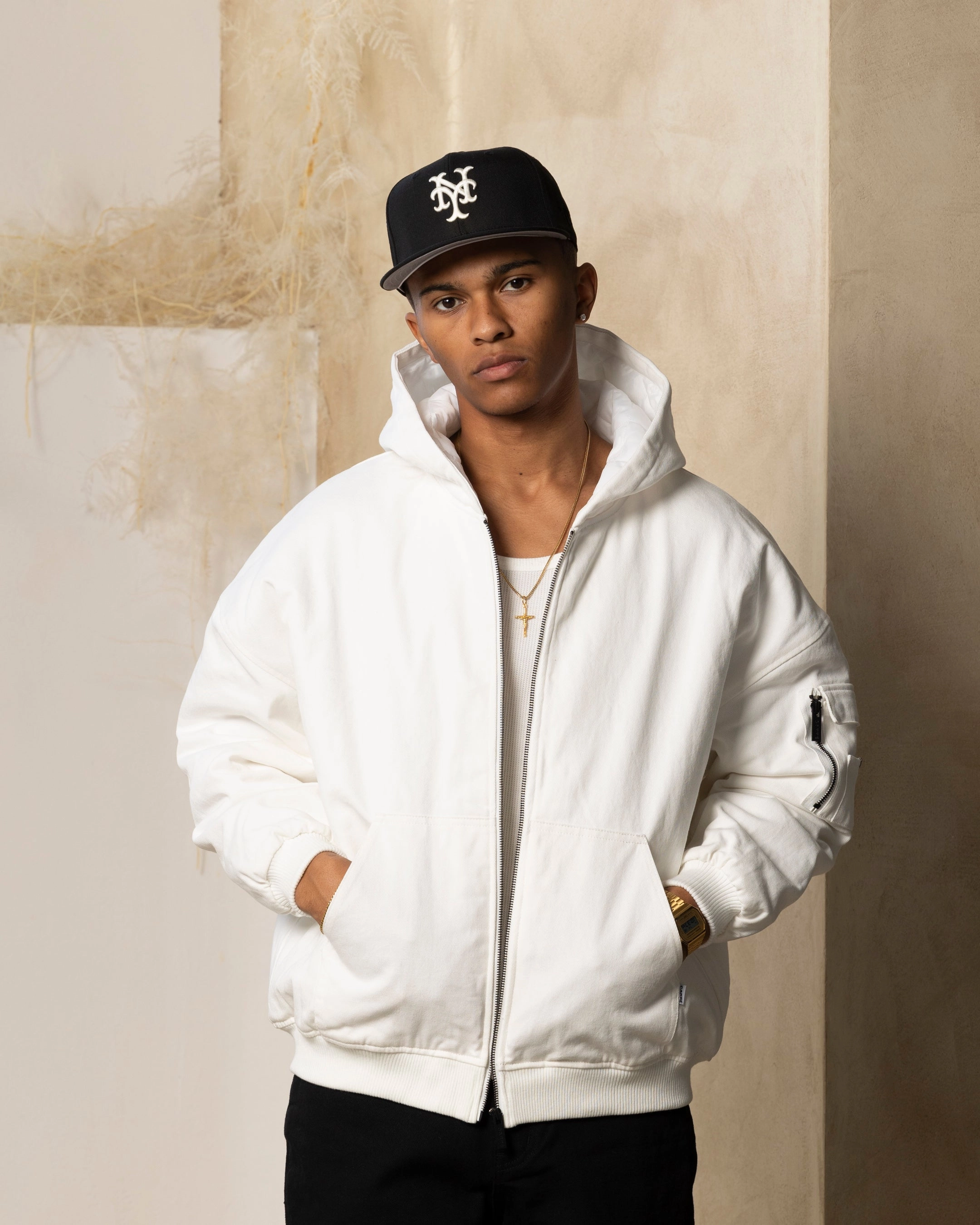label Thermal Protection Carre Arch Work Bomber Jacket Off White