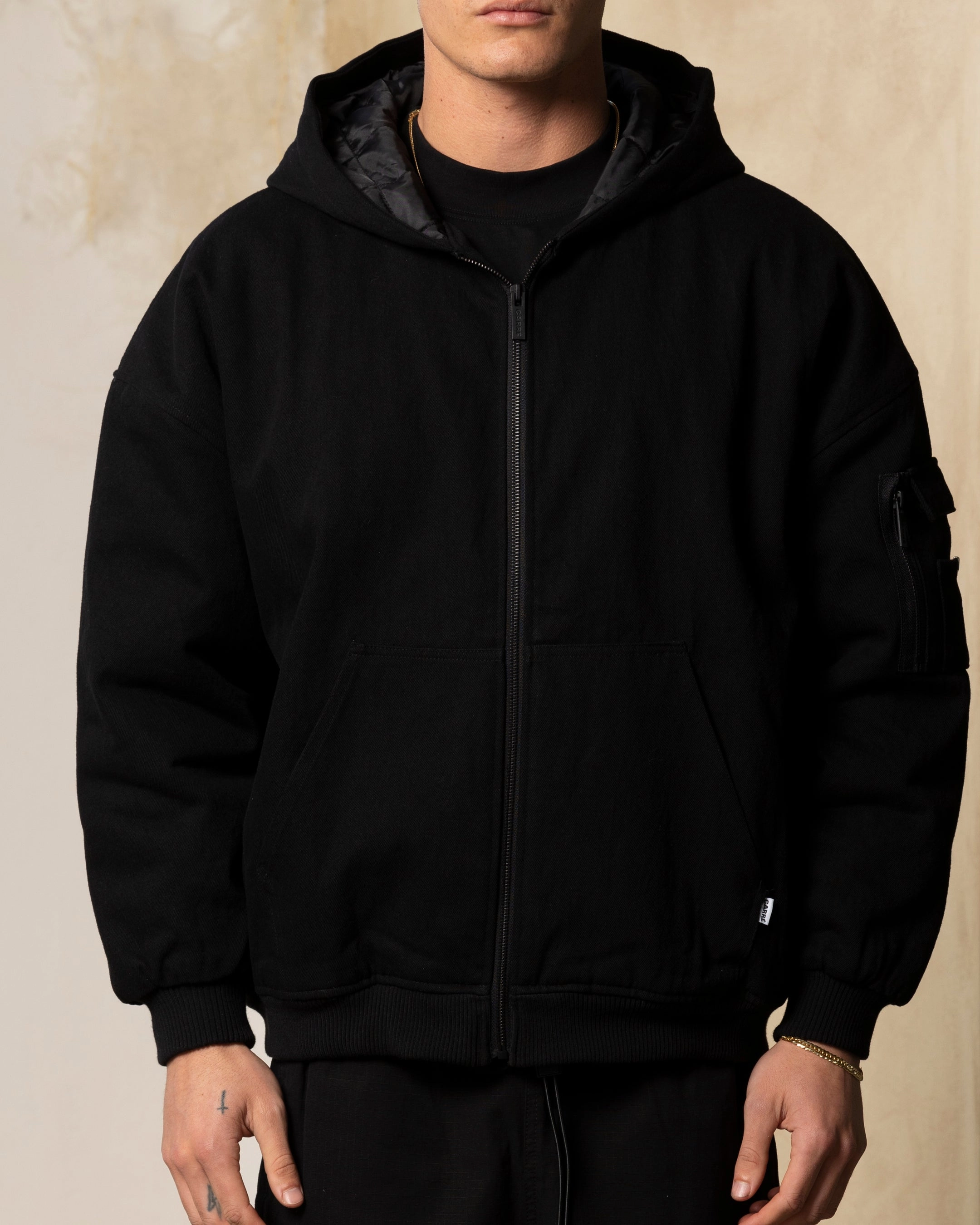 suitable for water sports musicians Carre Arch Work Bomber Jacket Washed Black