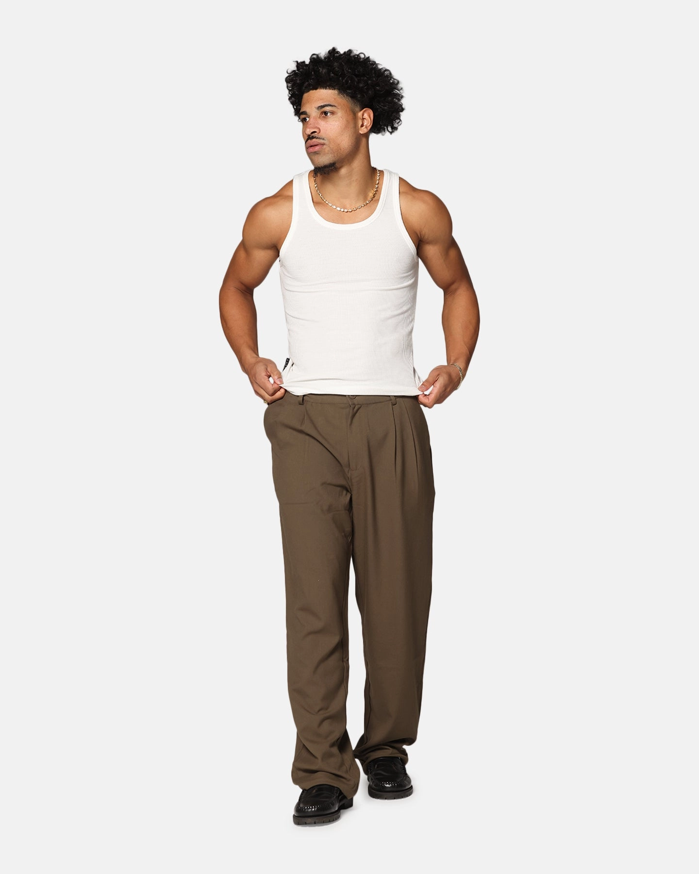 Neutral Tone Cozy and Relaxed Carre Atlas Wide Leg Pants Khaki